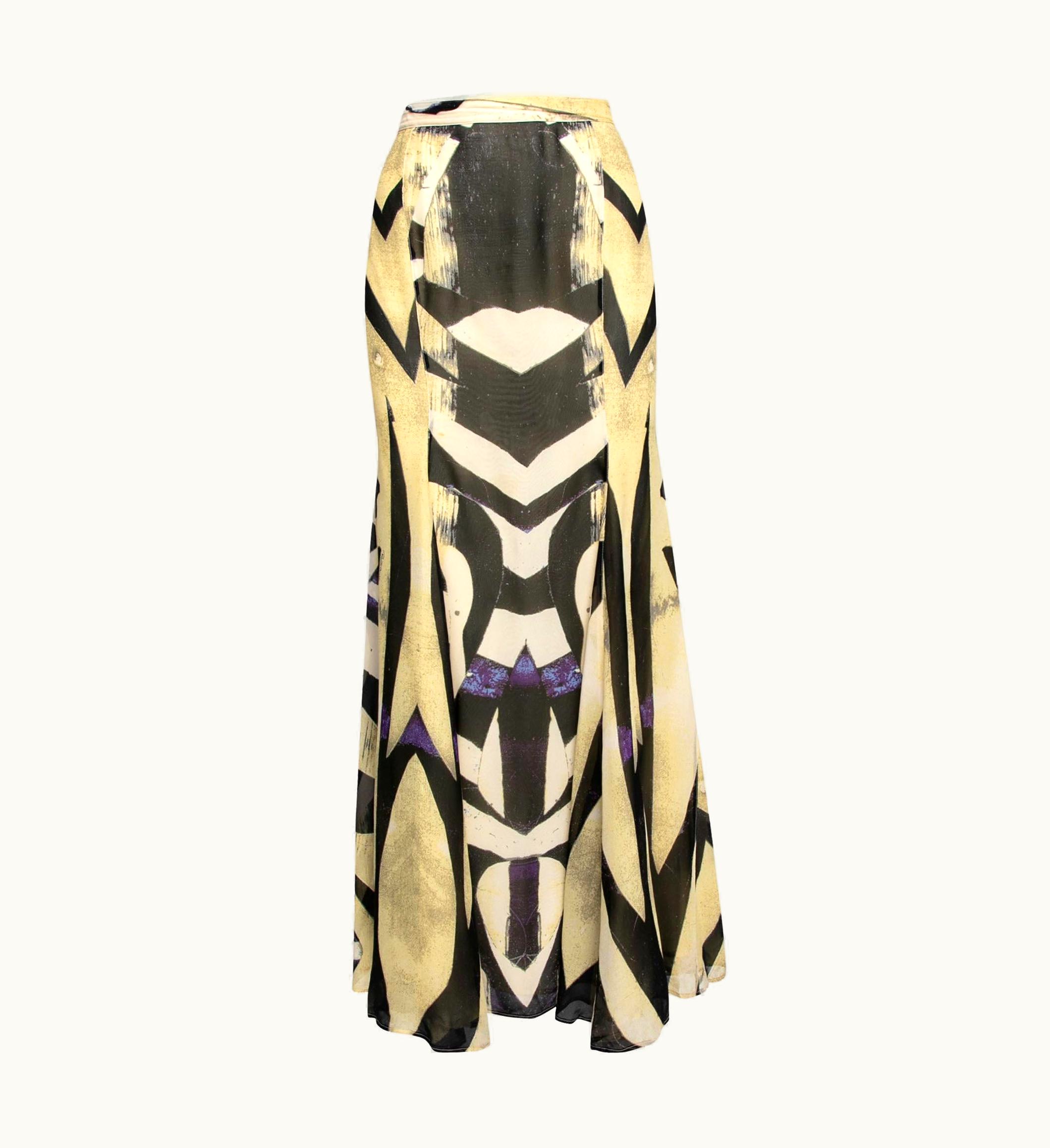 Roberto Cavalli Roberto Cavalli Multicolor Printed Silk Maxi Skirt