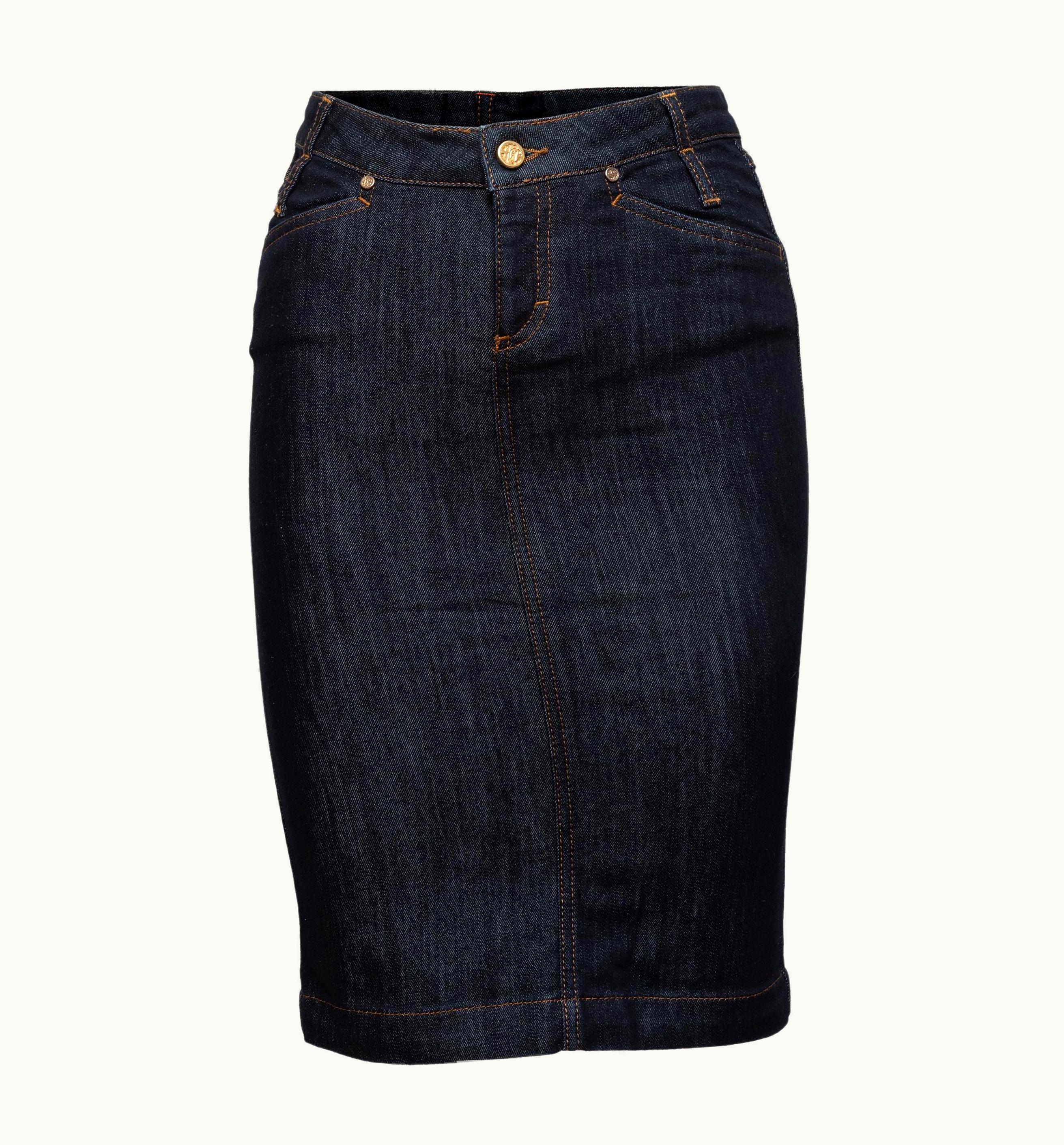 Roberto Cavalli Roberto Cavalli Dark Wash Blue Denim Pencil Skirt