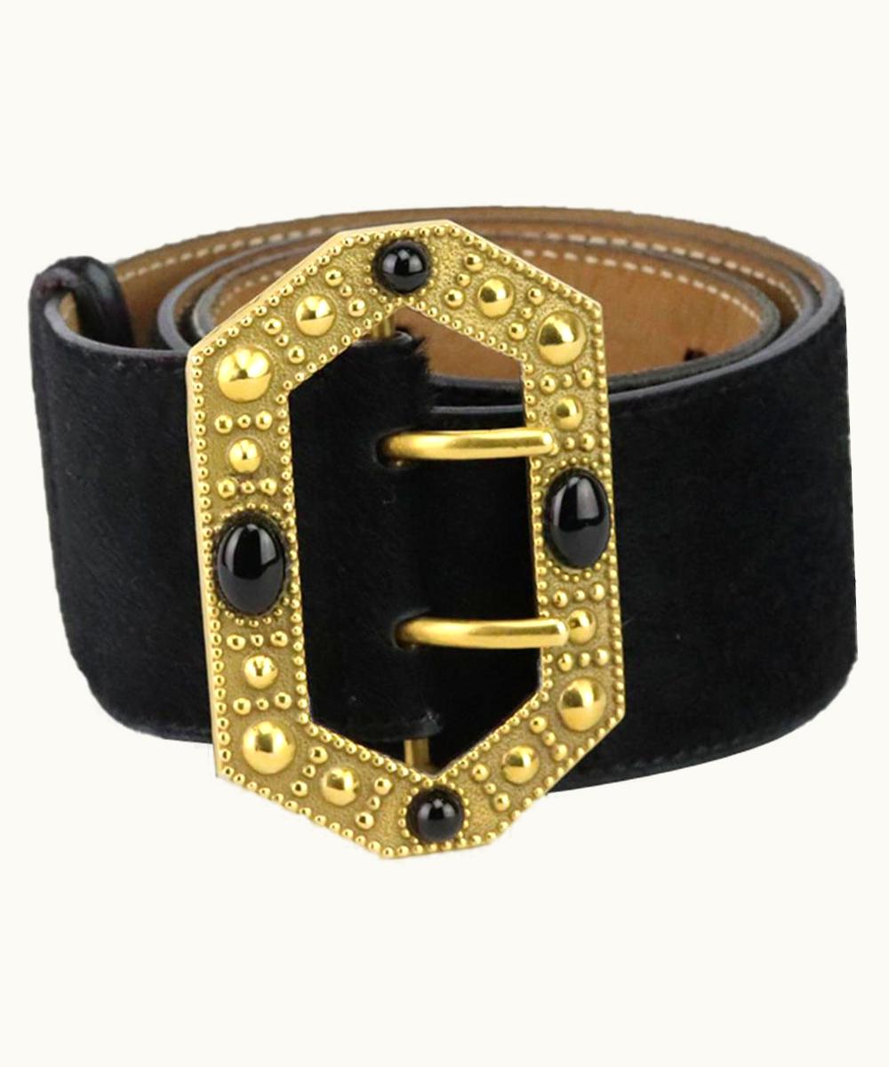 Roberto Cavalli Roberto Cavalli Embellished Calf Hair Waist Belt 85Cm