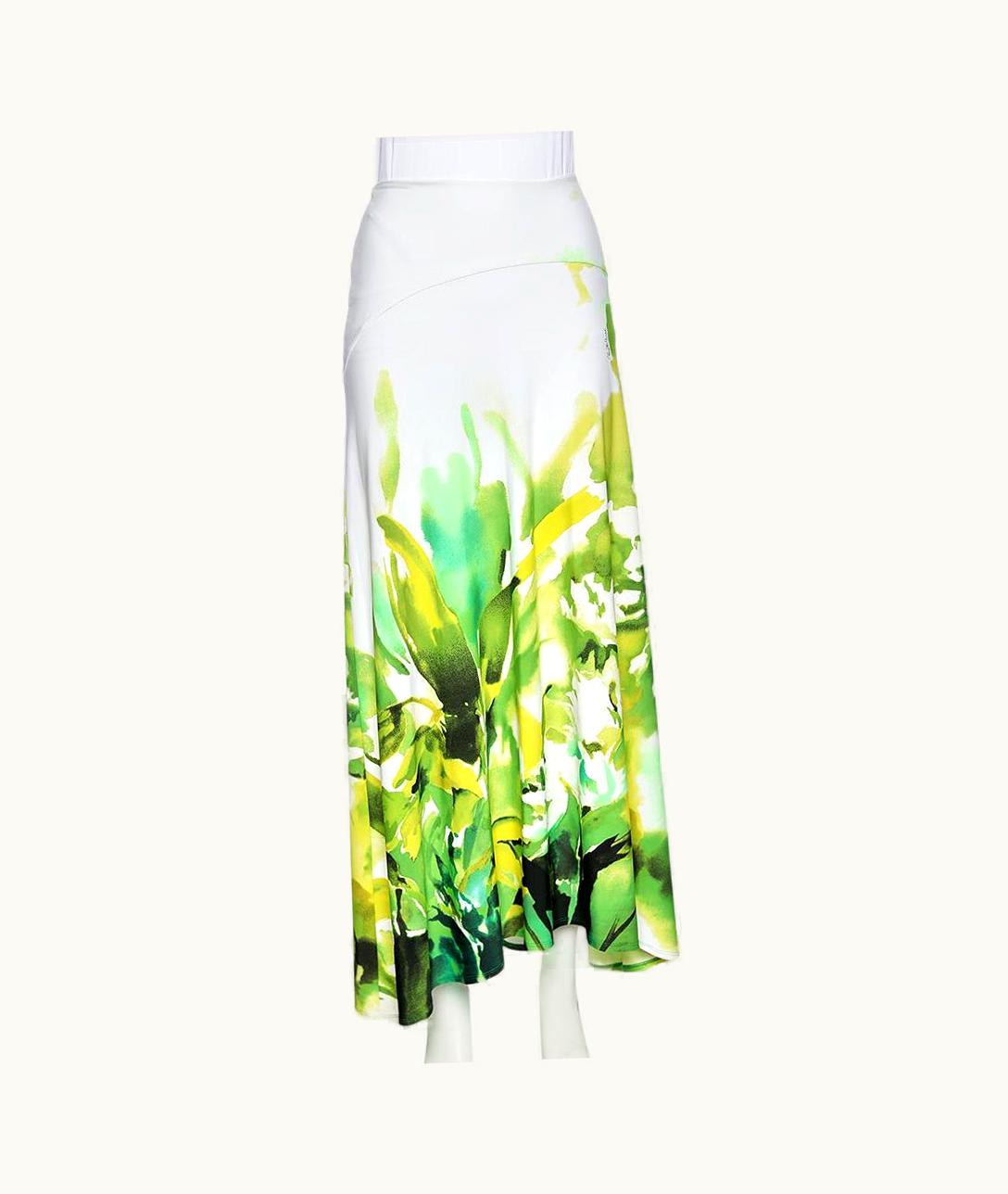 Roberto Cavalli Roberto Cavalli Multicolored Printed Jersey Midi Skirt