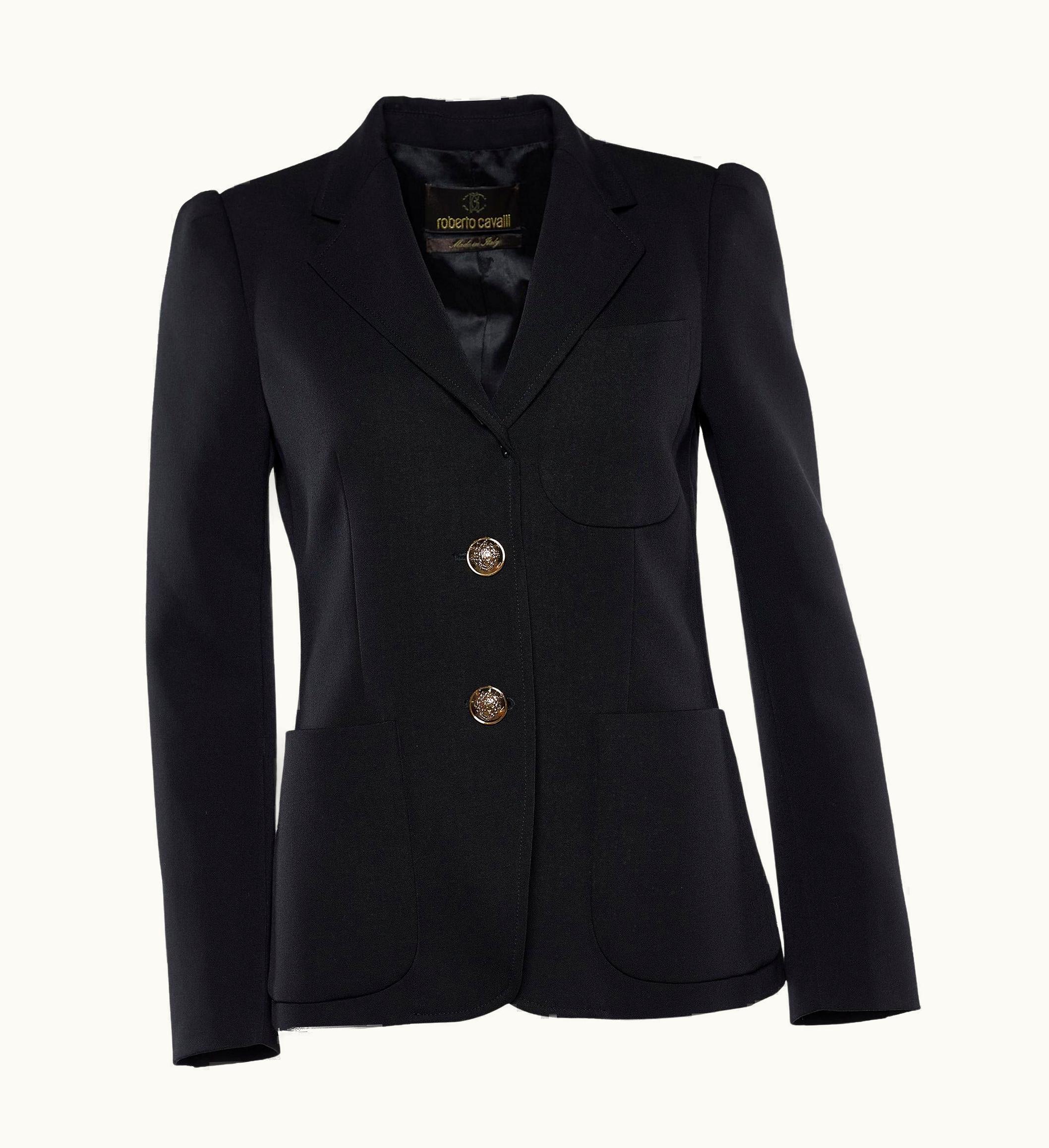 Roberto Cavalli Roberto Cavalli Black Cotton Button Front Blazer UZ0605889