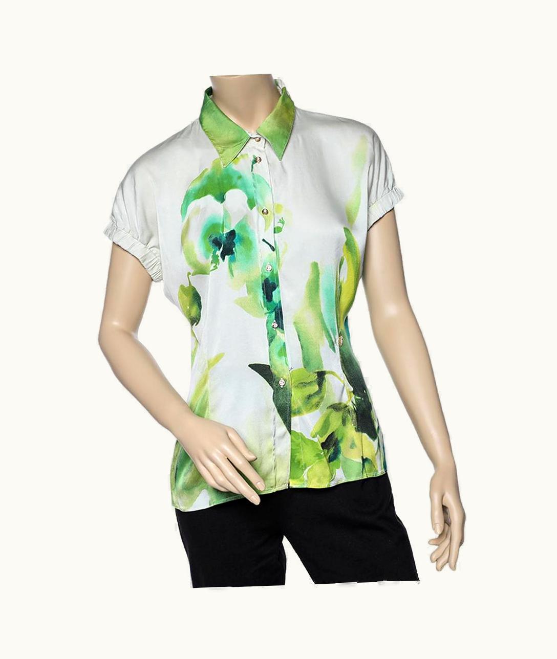Roberto Cavalli Roberto Cavalli Multicolor Printed Silk Satin Shirt