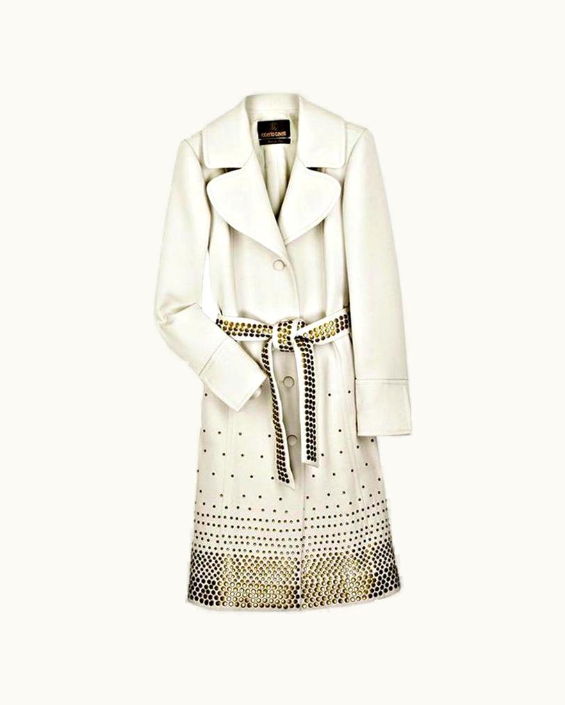 Roberto Cavalli Roberto Cavalli Embellished Wool Trench Coat 44 Nwt