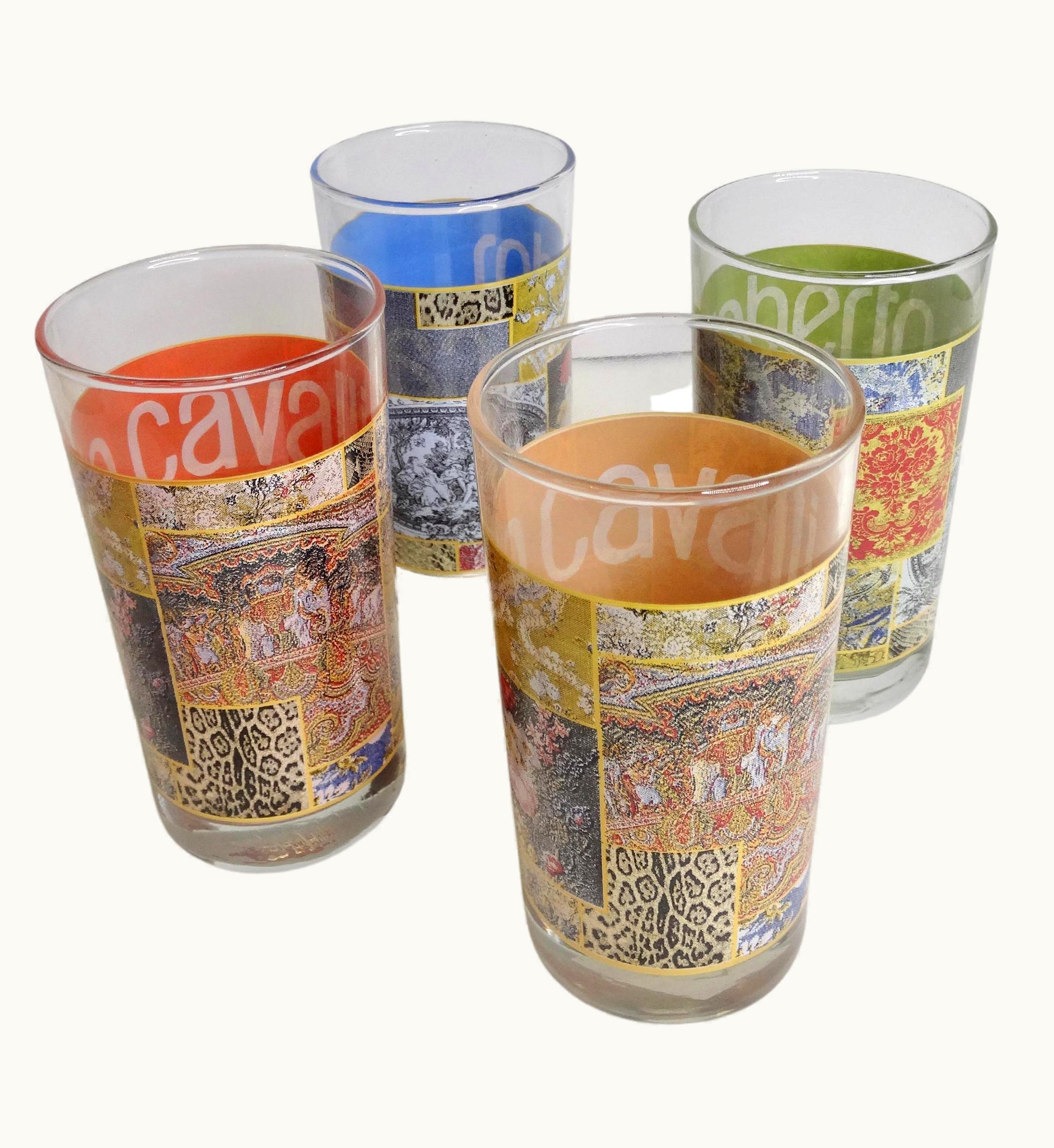 Roberto Cavalli Roberto Cavalli Print Collage Glassware- Set Of Four