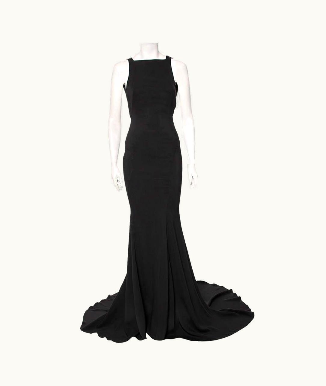 Roberto Cavalli Roberto Cavalli Black Crepe Snake Back Detail Gown