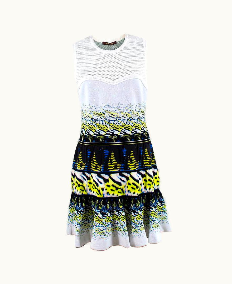 Roberto Cavalli Roberto Cavalli White Patterned Silk Dress