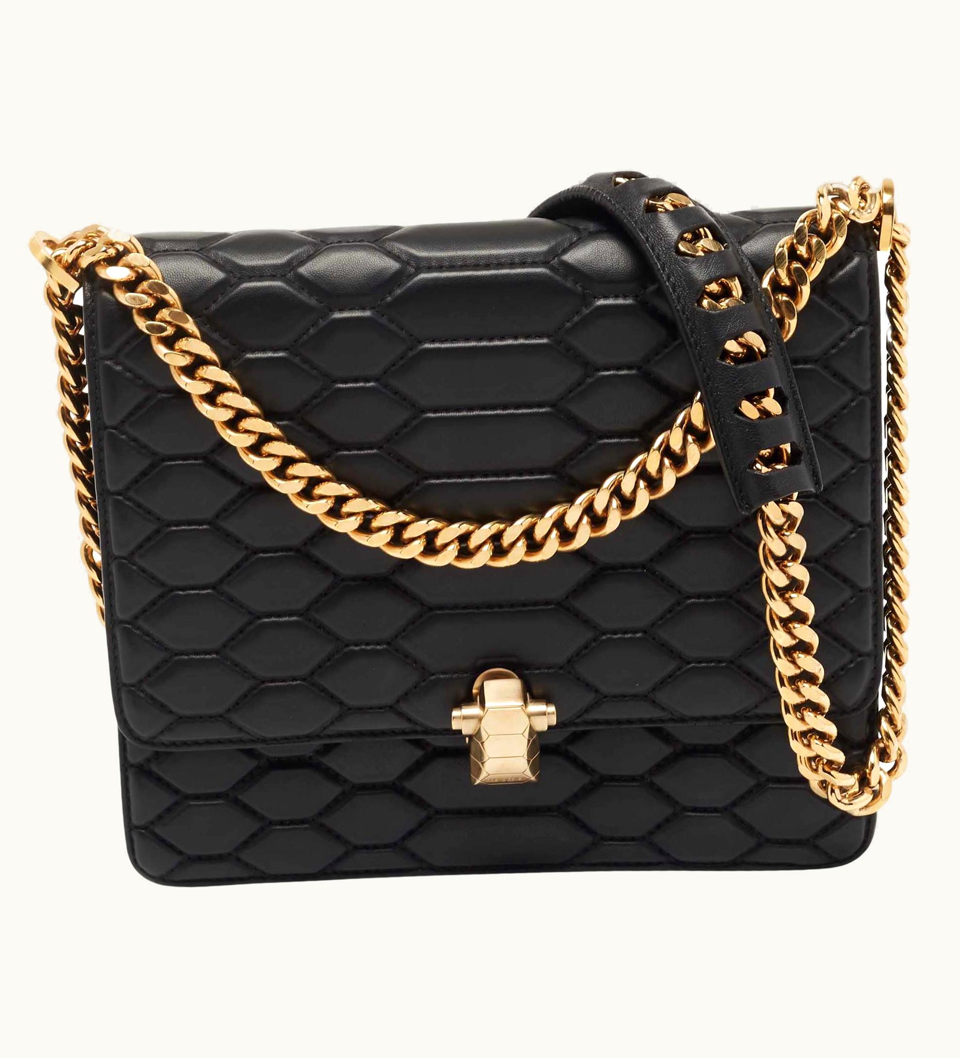 Roberto Cavalli Roberto Cavalli Black Quilted Leather Hera Shoulder Bag