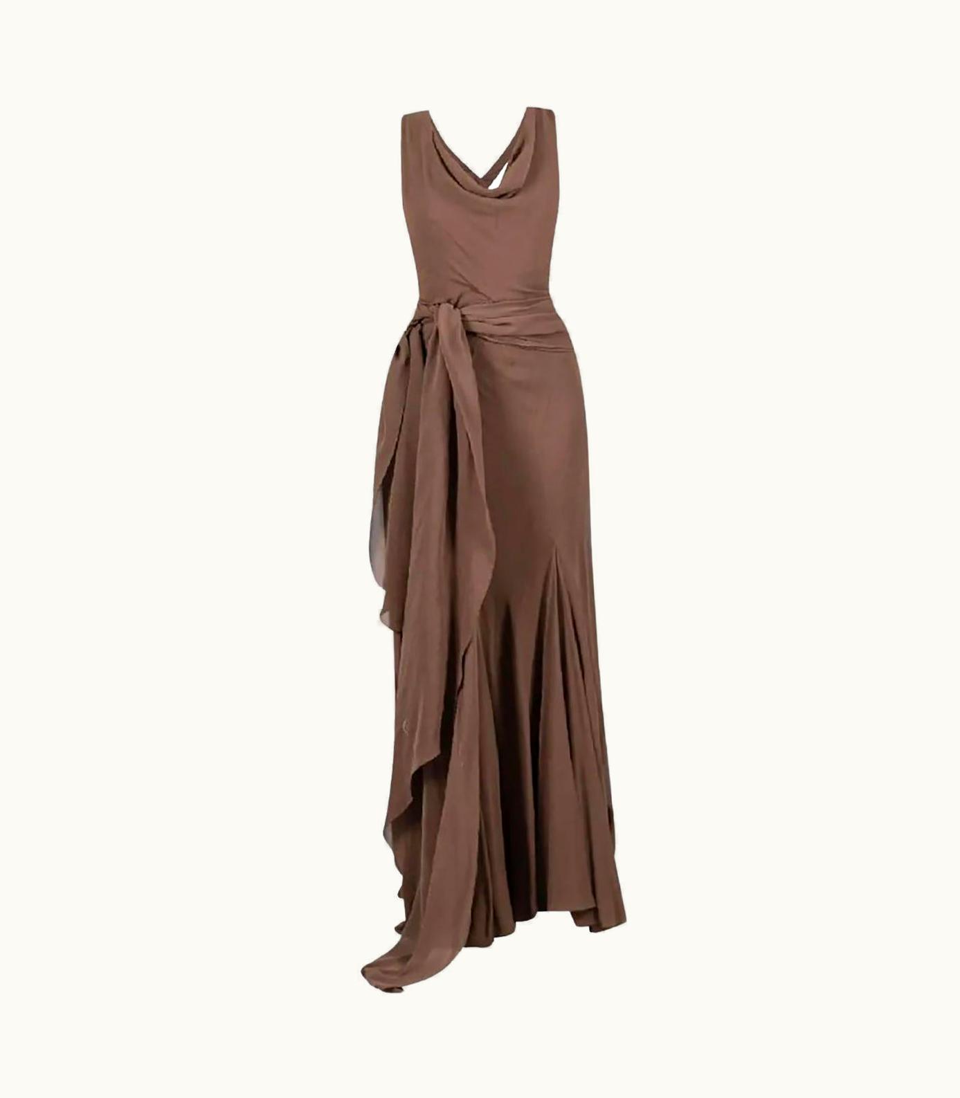 Roberto Cavalli Roberto Cavalli Brown Long Silk Dress