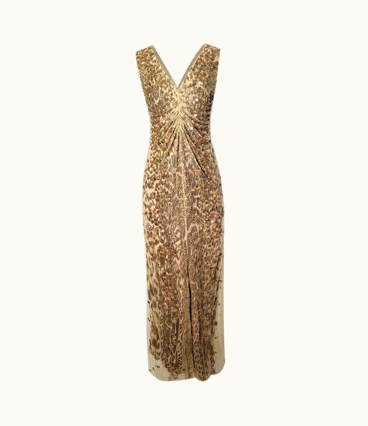 Roberto Cavalli Roberto Cavalli Beige Silk Sequins Gown Dress Eu
