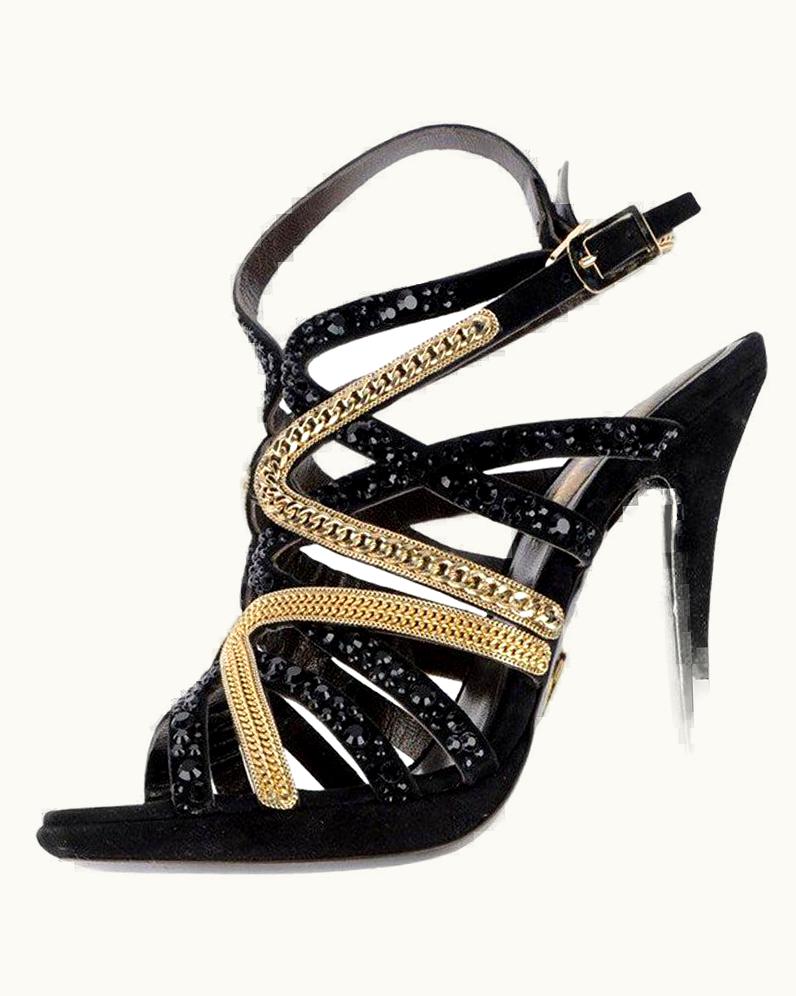 Roberto Cavalli Roberto Cavalli Crystal And Chain Embellished Shoes