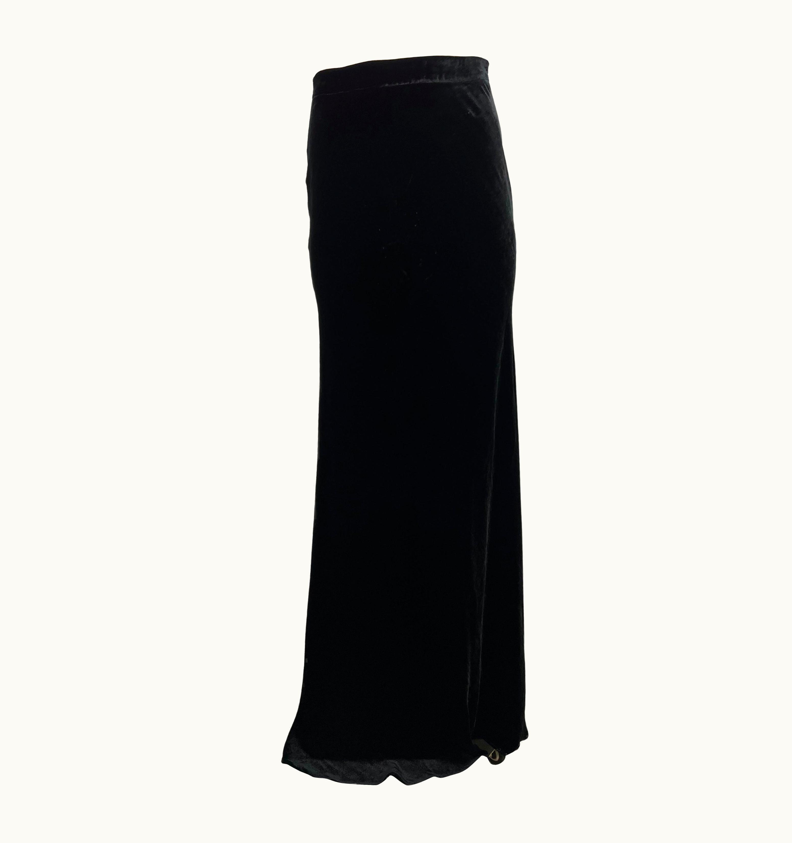 Roberto Cavalli Roberto Cavalli Black Velvet Maxi Evening Skirt