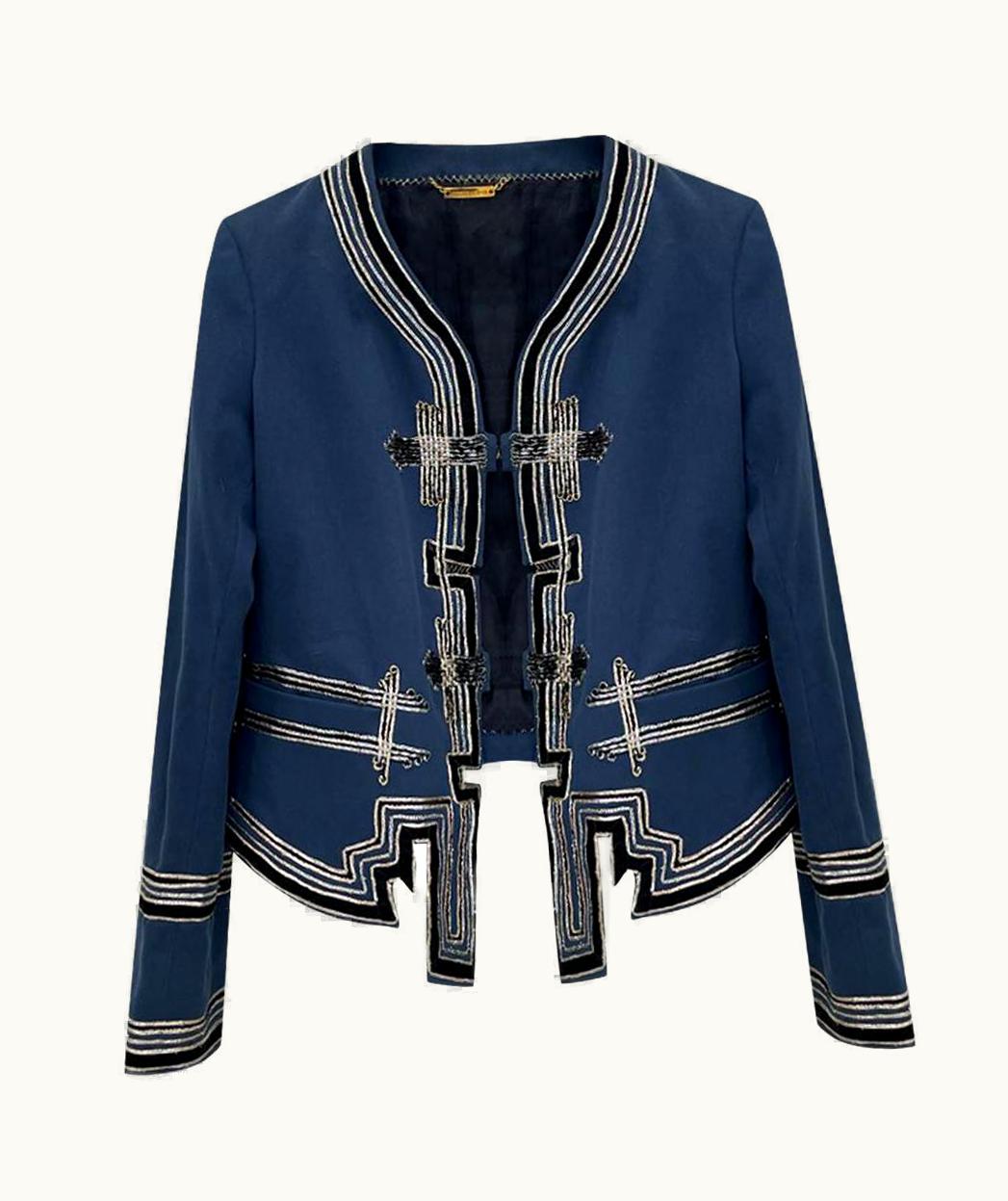 Roberto Cavalli Roberto Cavalli Cotton Navy Jacket With Black Trim Eu
