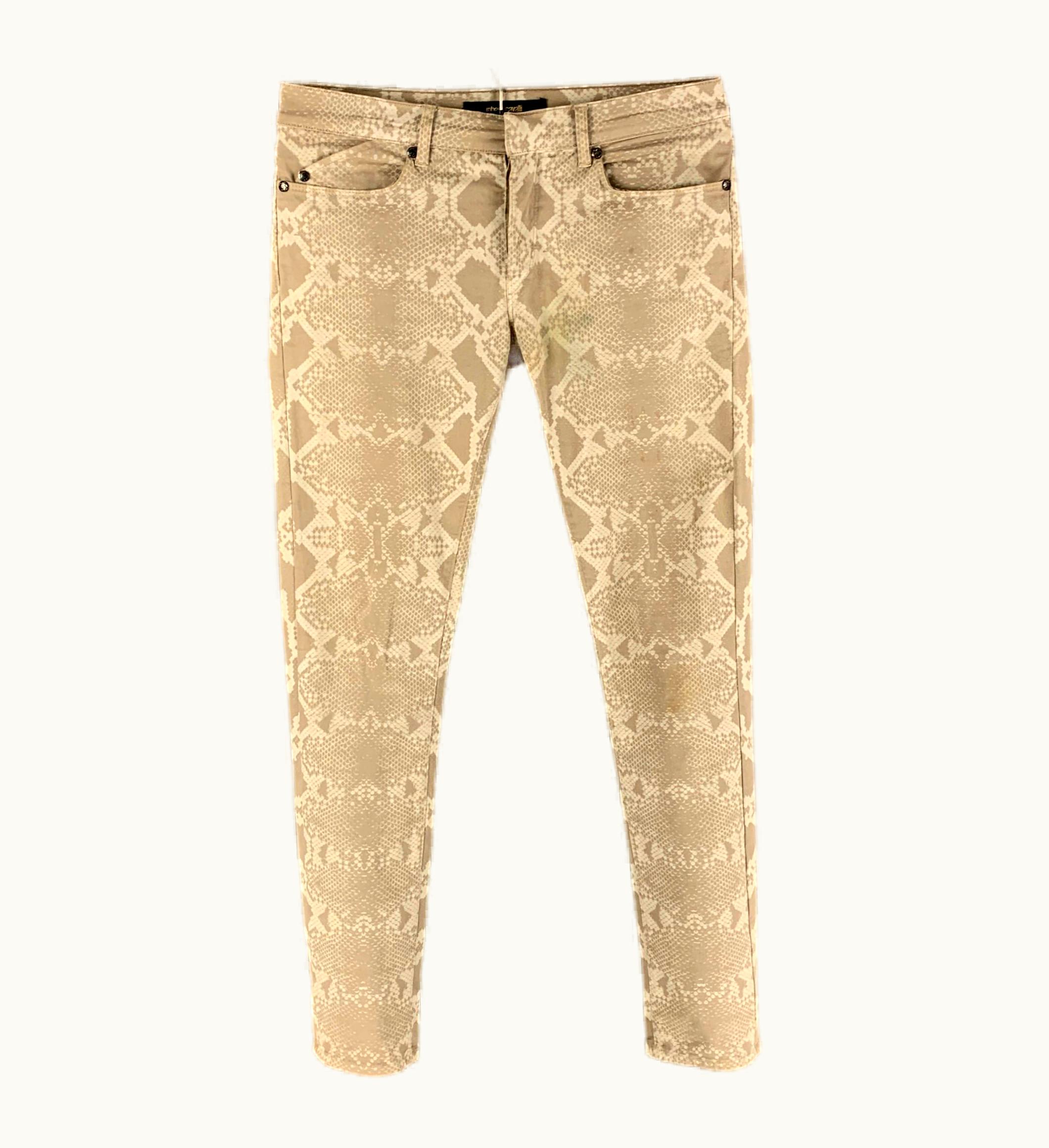 Roberto Cavalli Roberto Cavalli 1 Beige Animal Print Cotton Skinny Jeans