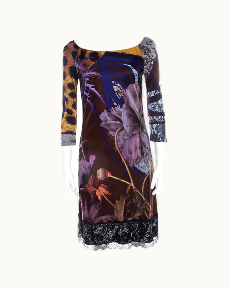Roberto Cavalli Class By Roberto Cavalli Multicolor Jersey Printed Midi Dress