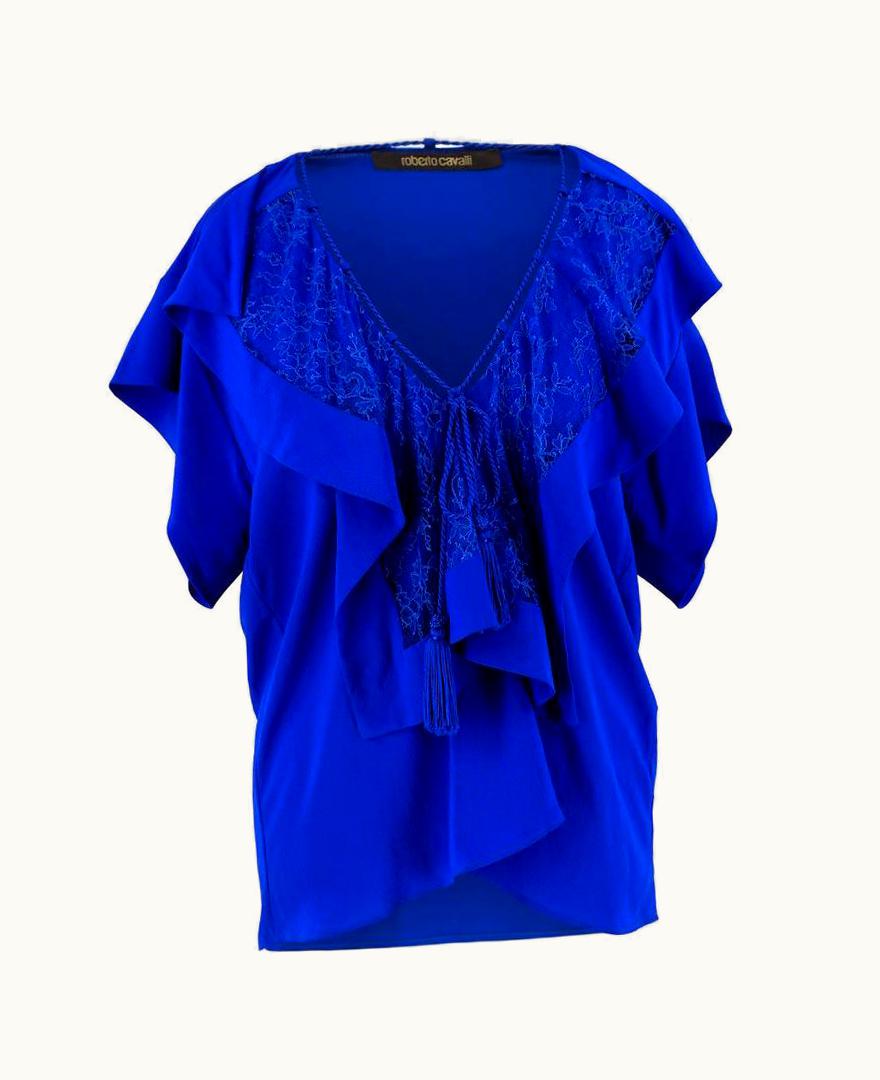 Roberto Cavalli Roberto Cavalli Lace Floral Silk Blouse Top