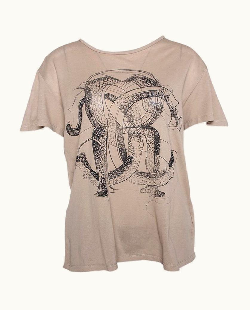 Roberto Cavalli Roberto Cavalli Brown Logo Print Cotton Pique T-Shirt