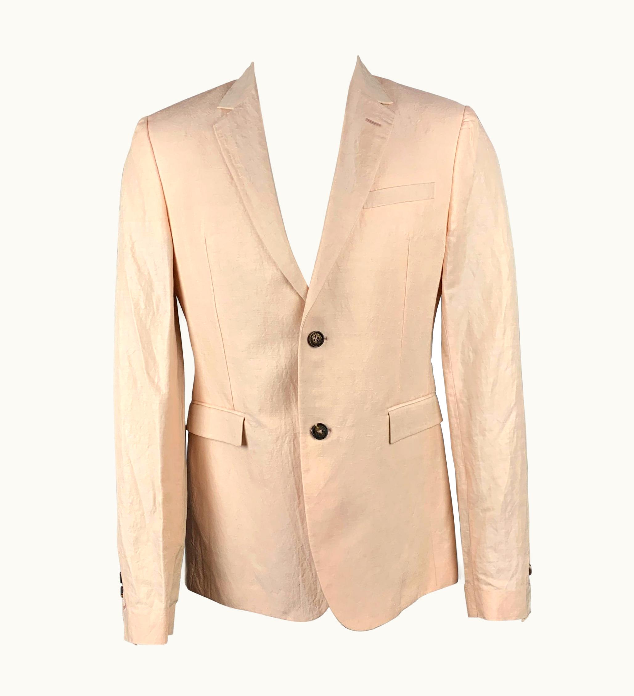 Roberto Cavalli Roberto Cavalli Peach Textured Linen S/S Silk Sport Coat