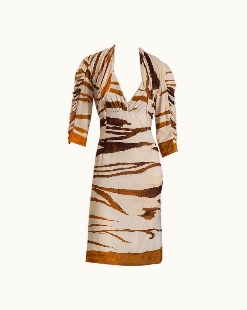 Roberto Cavalli Roberto Cavalli Tiger Print Jersey Cocktail S/S Dinner Dress Eu