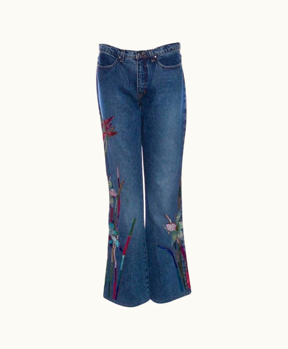 Roberto Cavalli Roberto Cavalli Floral Sequin Embellished Jeans From Art Collection