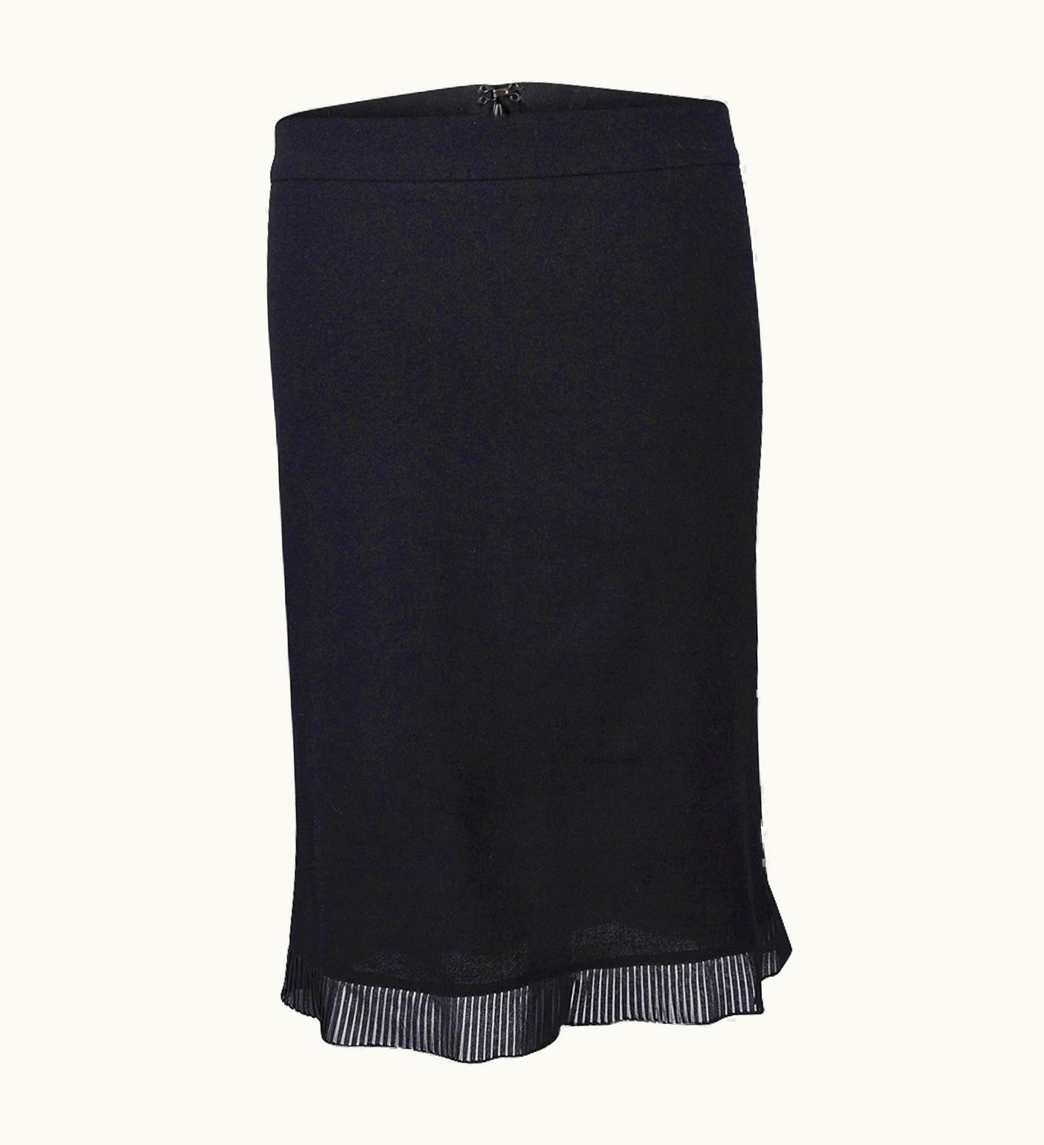 Roberto Cavalli Roberto Cavalli Pencil Skirt Semi Sheer Pleated Ruffle Hem Black