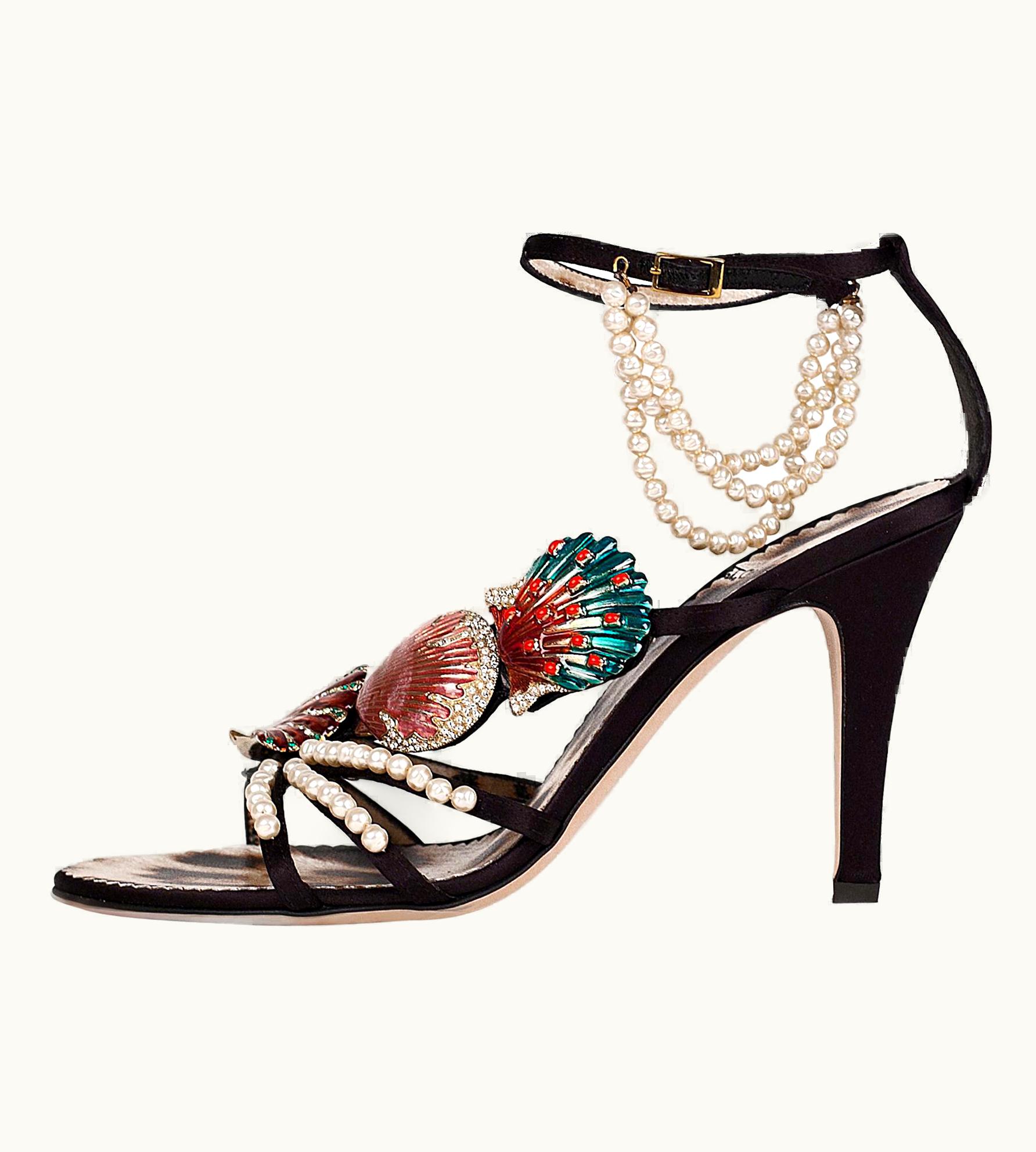 Roberto Cavalli Vintage Roberto Cavalli Shoes With Crystal Embellished Seashells And Pearls