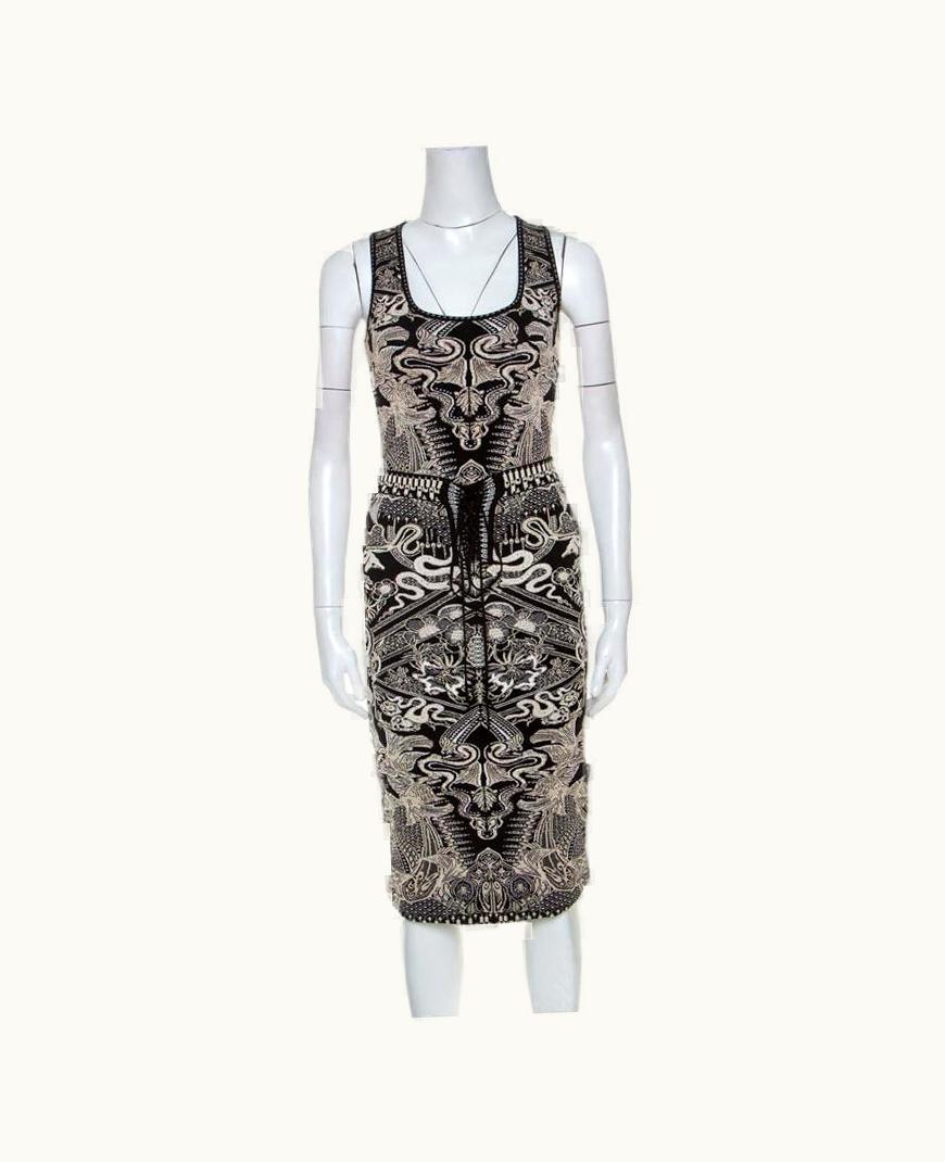 Roberto Cavalli Roberto Cavalli Bicolor Metallic Knit Jacquard Skirt And Top Set