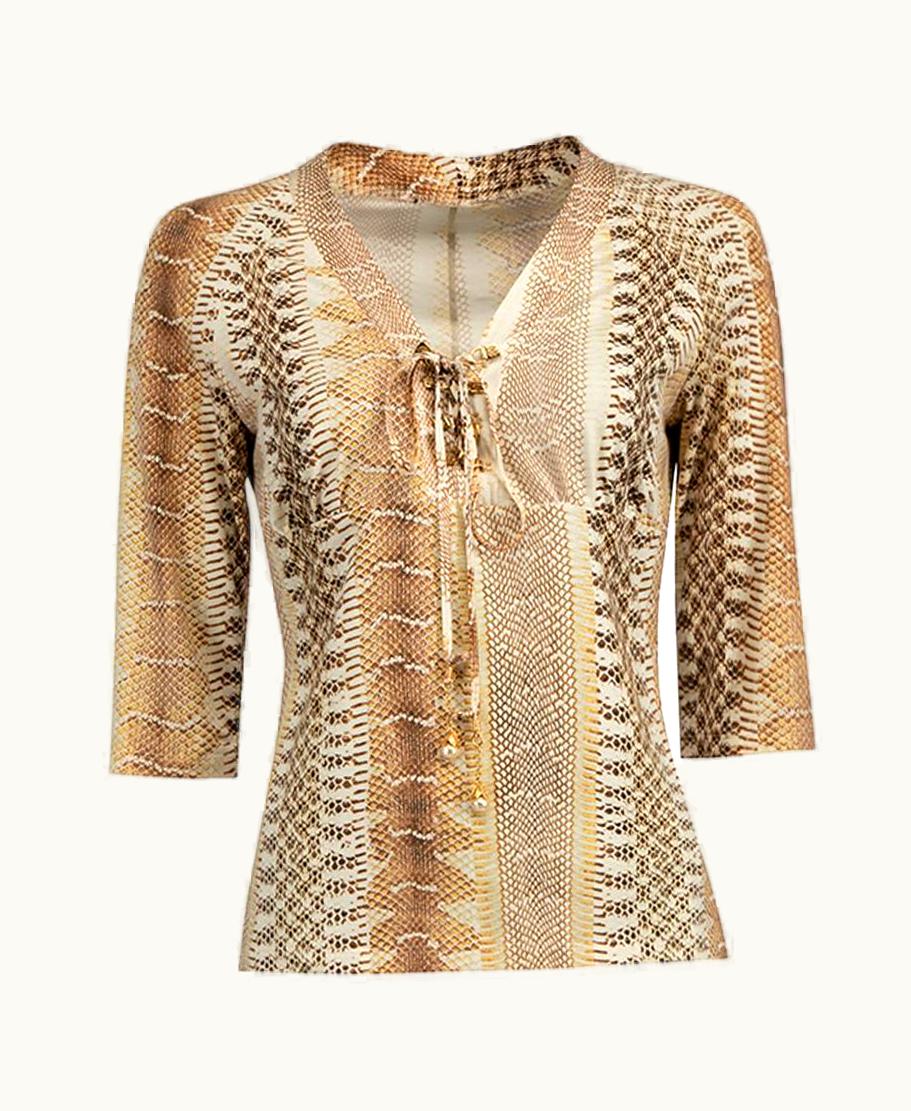 Roberto Cavalli Roberto Cavalli Women' Snake Print Tie V-Neck Blouse