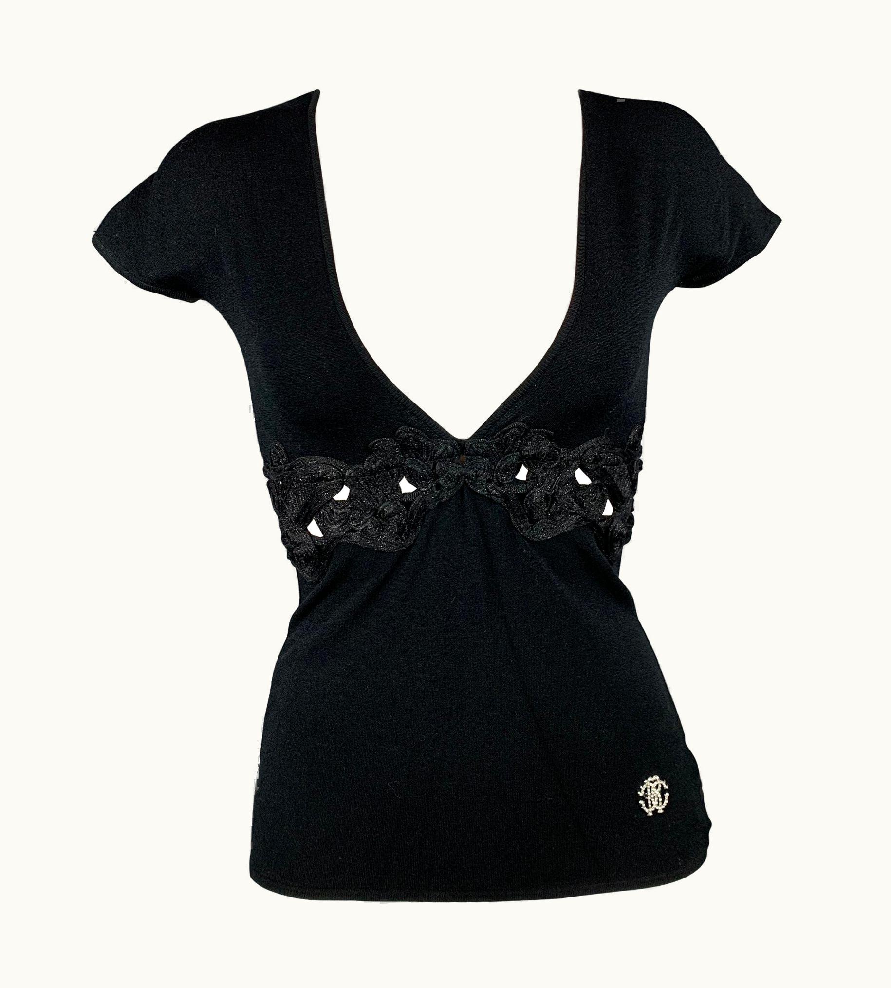 Roberto Cavalli Roberto Cavalli Black Jersey Embellishment Viscose S/S Polyester Dress Top