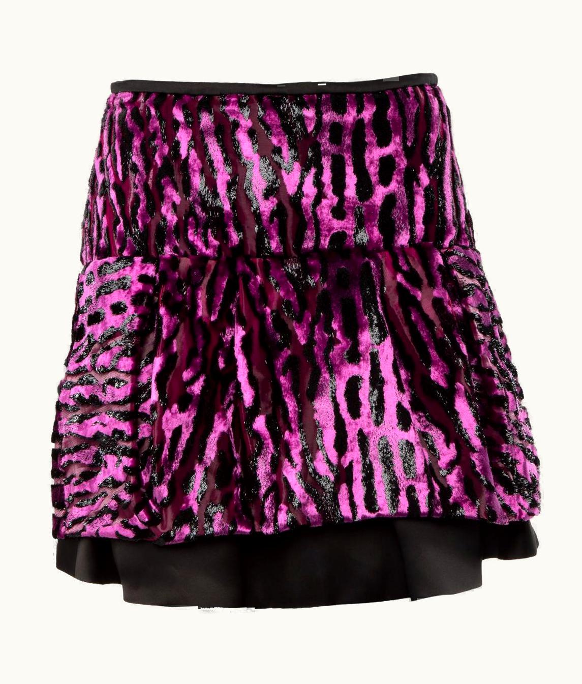 Roberto Cavalli Roberto Cavalli Women' Purple Textured Animal Print Mini Skirt