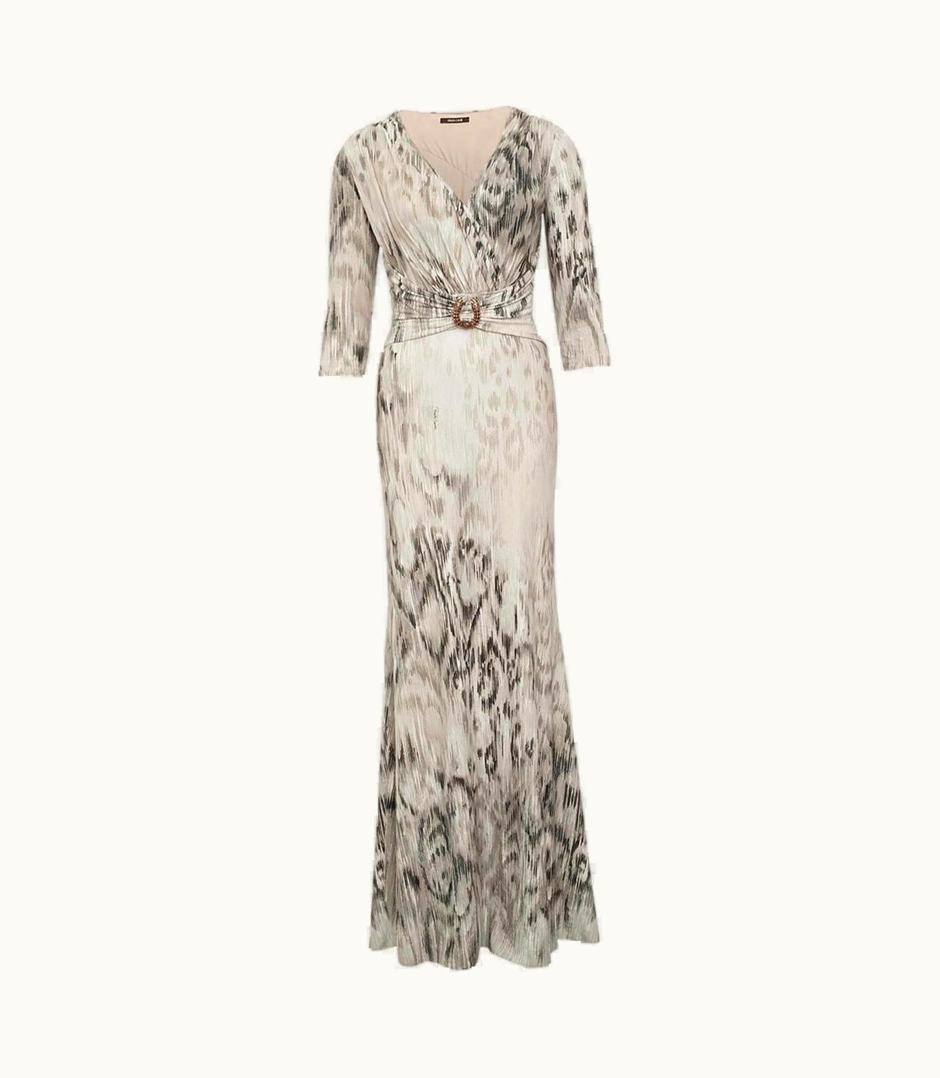 Roberto Cavalli Roberto Cavalli Floor-length Gray Dress With Animal Print