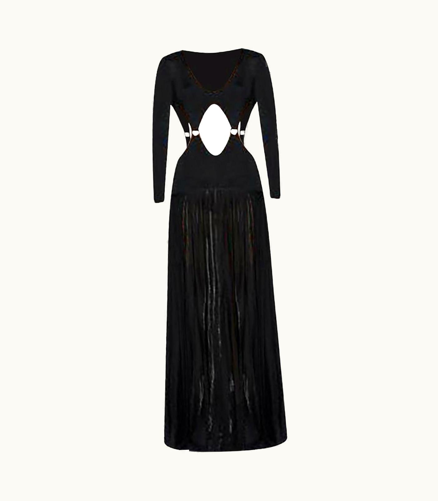 Roberto Cavalli Roberto Cavalli Cut Out Rib Knit Black Evening Dress
