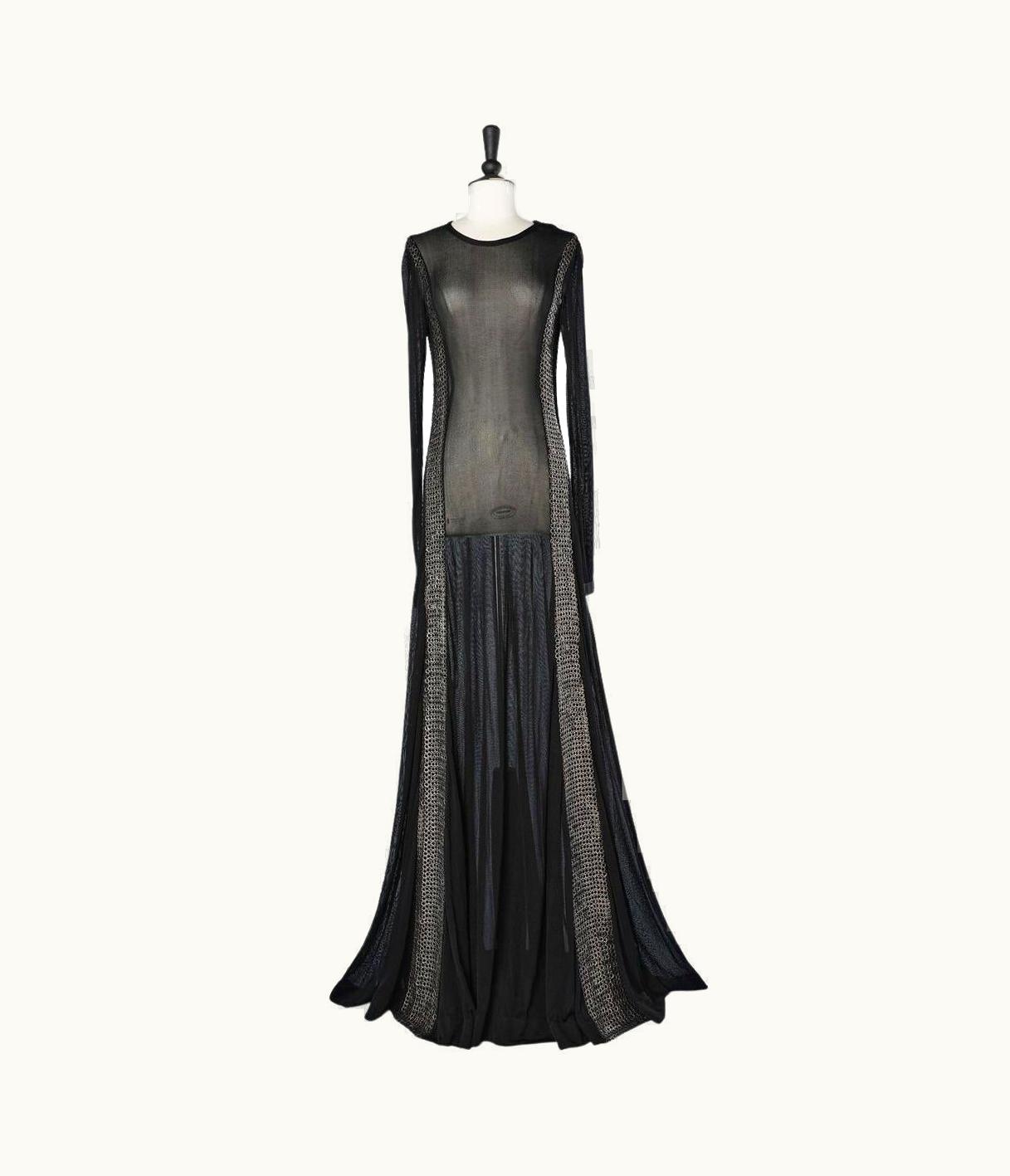 Roberto Cavalli Long Evening Dress In Knit And Metallics Rings Embellishment Roberto Cavalli