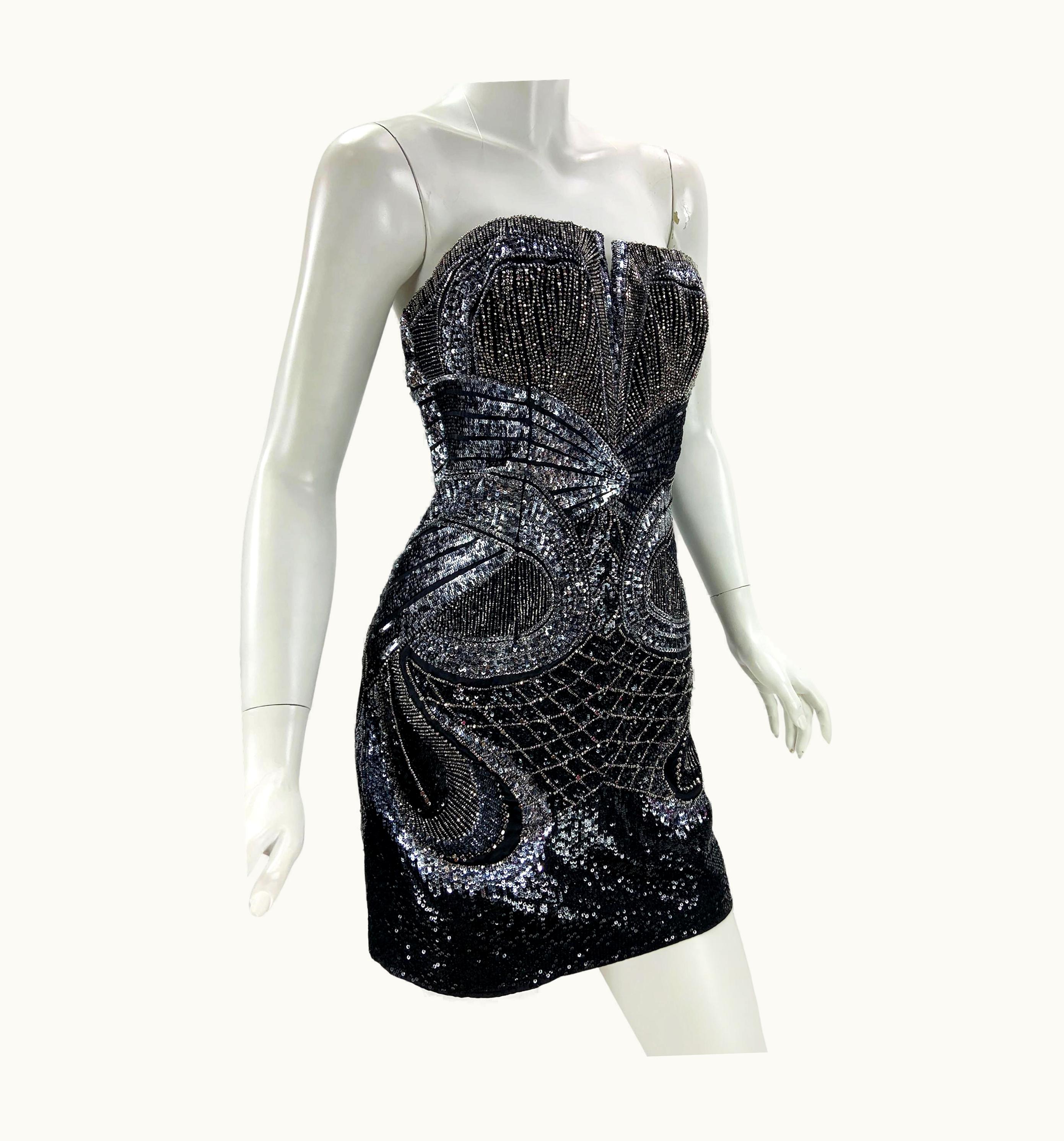 Roberto Cavalli Nwt Roberto Cavalli Butterfly Fully Embellished Black Silver Mini Dress It