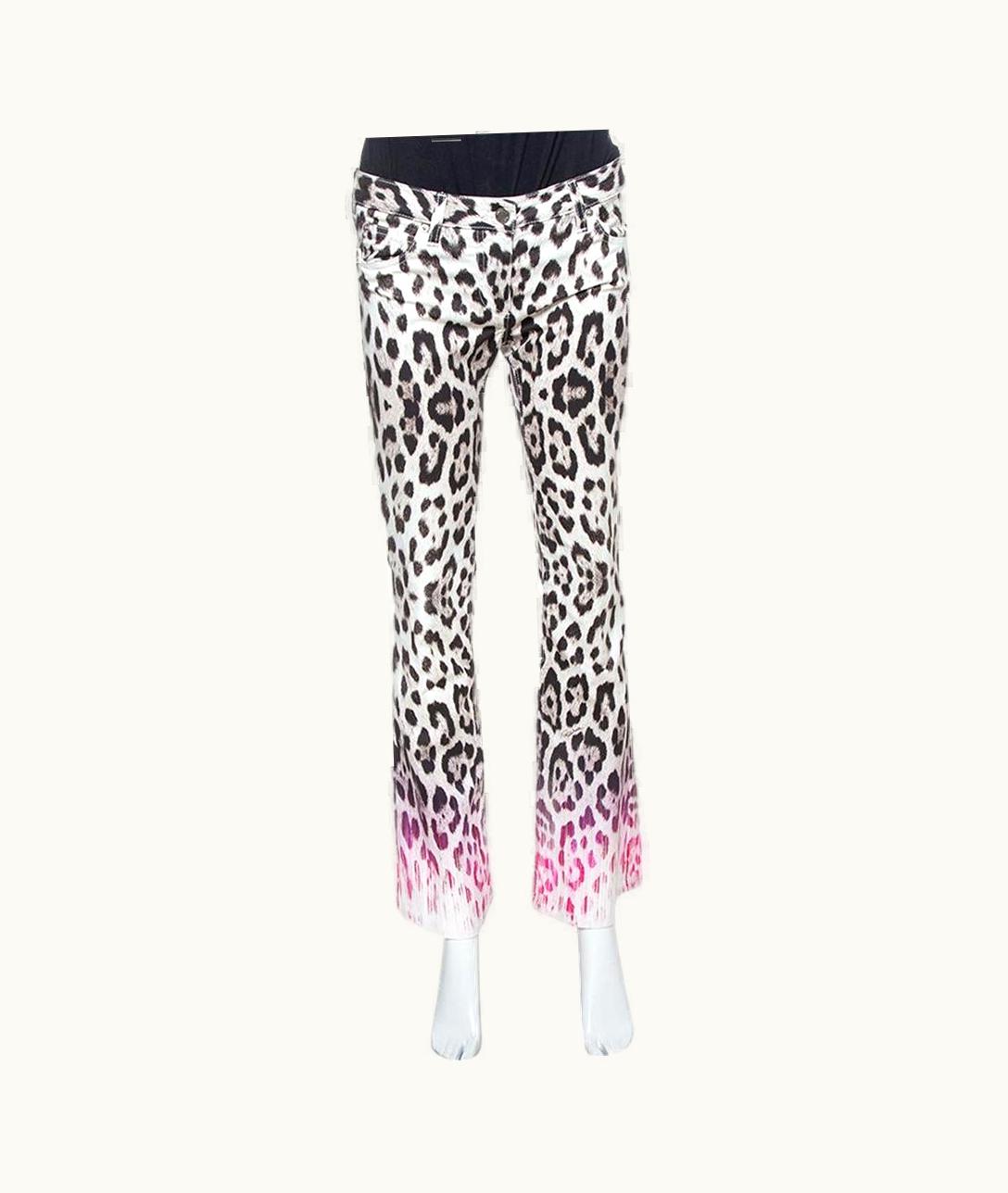 Roberto Cavalli Roberto Cavalli Brown/Pink Ombre Animal Print Cotton Flare Leg Jeans