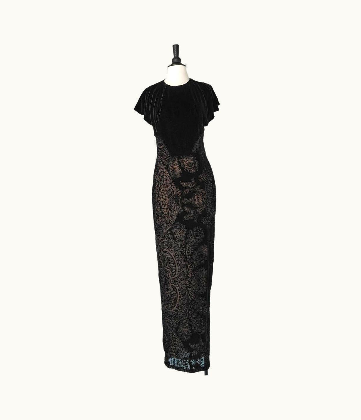 Roberto Cavalli Backless Evening Dress In Velvet And Dévoré Paisley Velvet Roberto Cavalli