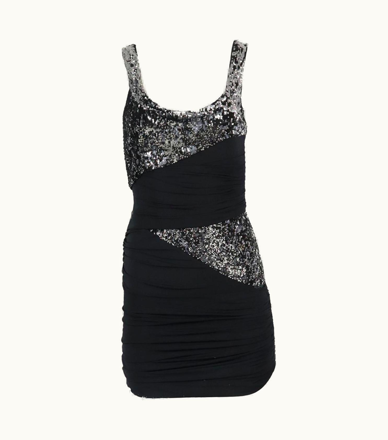 Roberto Cavalli Roberto Cavalli Ruched Sequined Stretch Jersey Mini Dress It 38 Uk