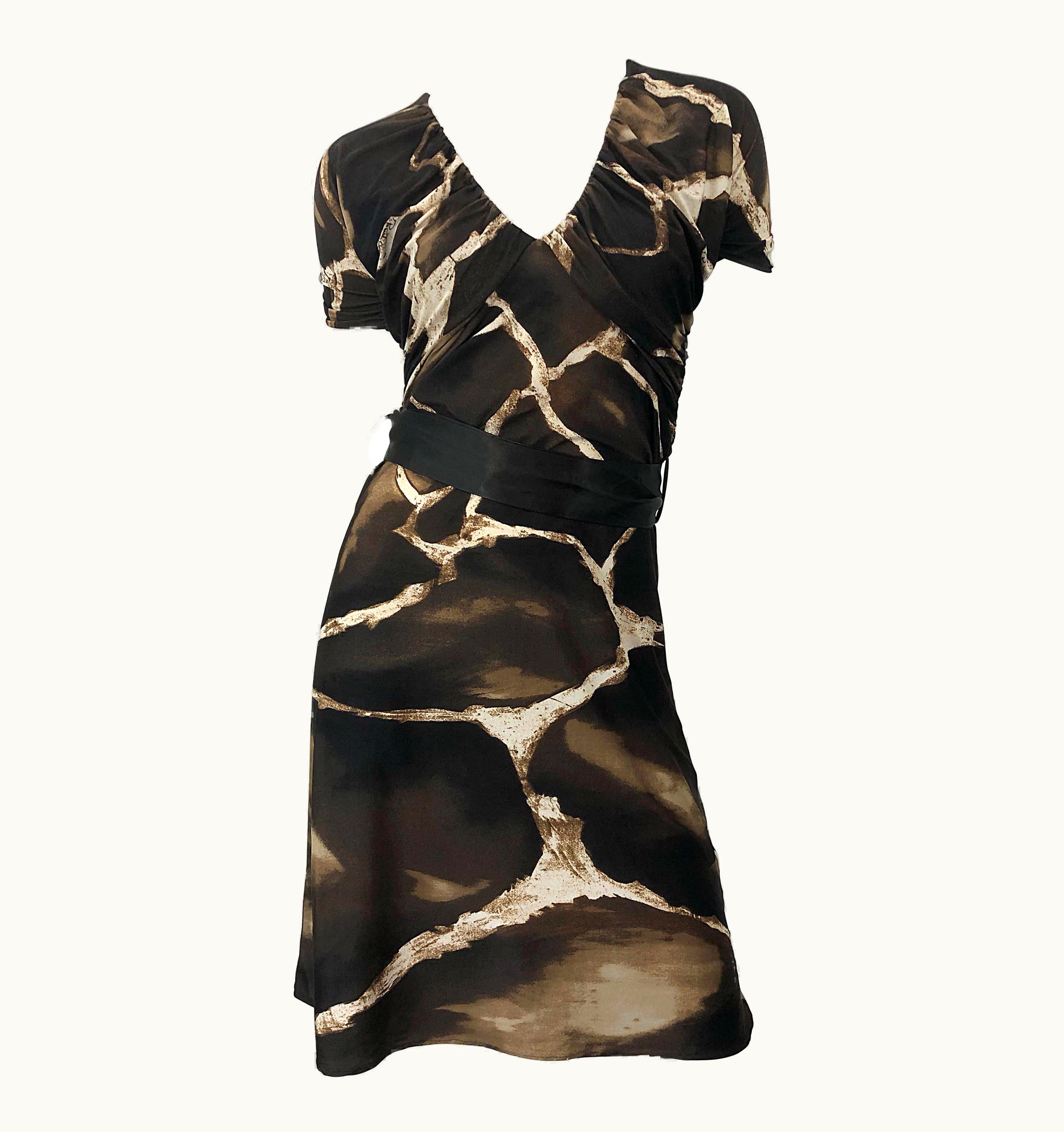 Roberto Cavalli 1980s Roberto Cavalli For Neiman Marcus Giraffe Print Vintage 80s Jersey Dress