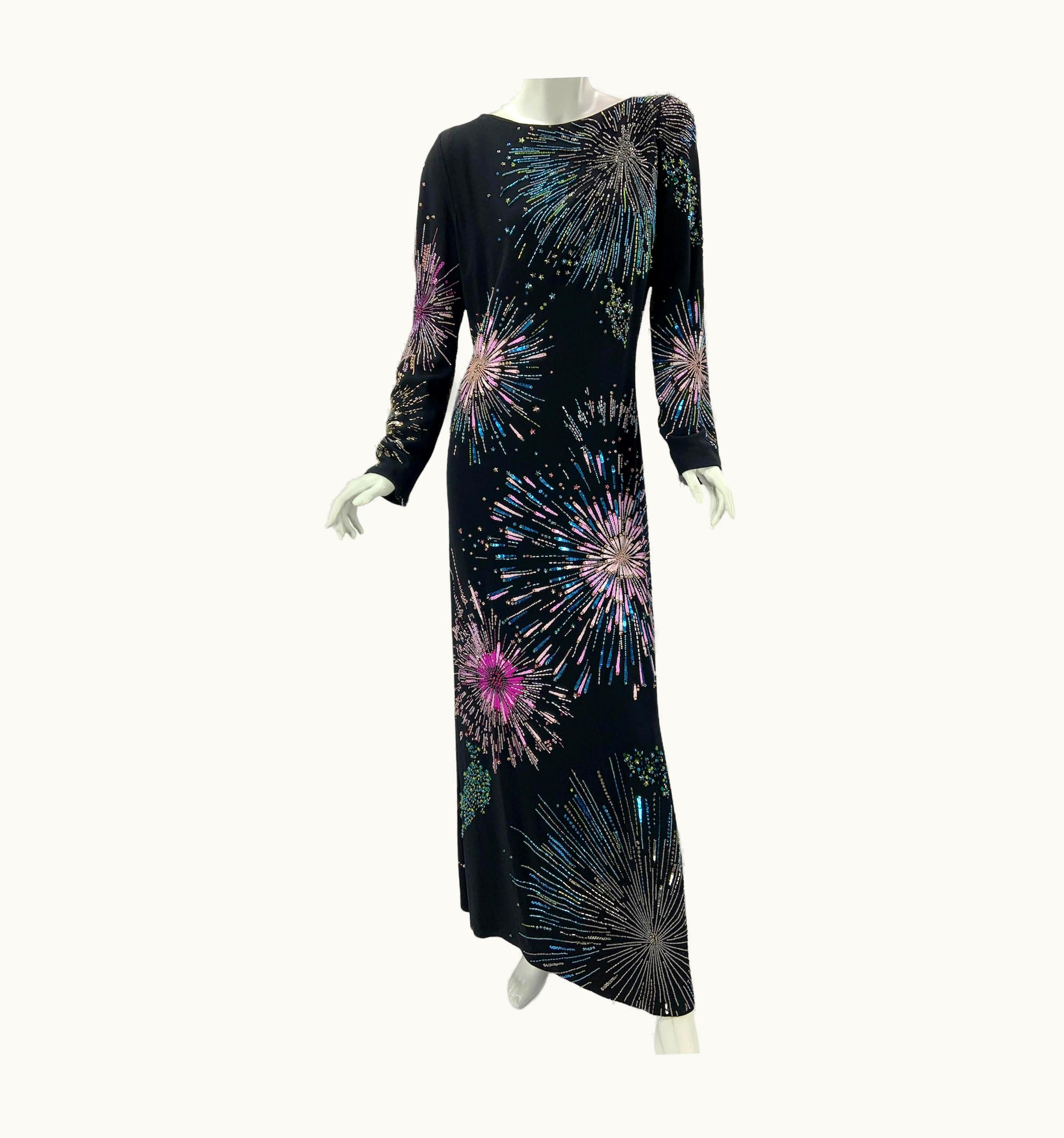 Roberto Cavalli Roberto Cavalli *Firework* Fully Embellished Black Dress Gown It 46 - S/S12