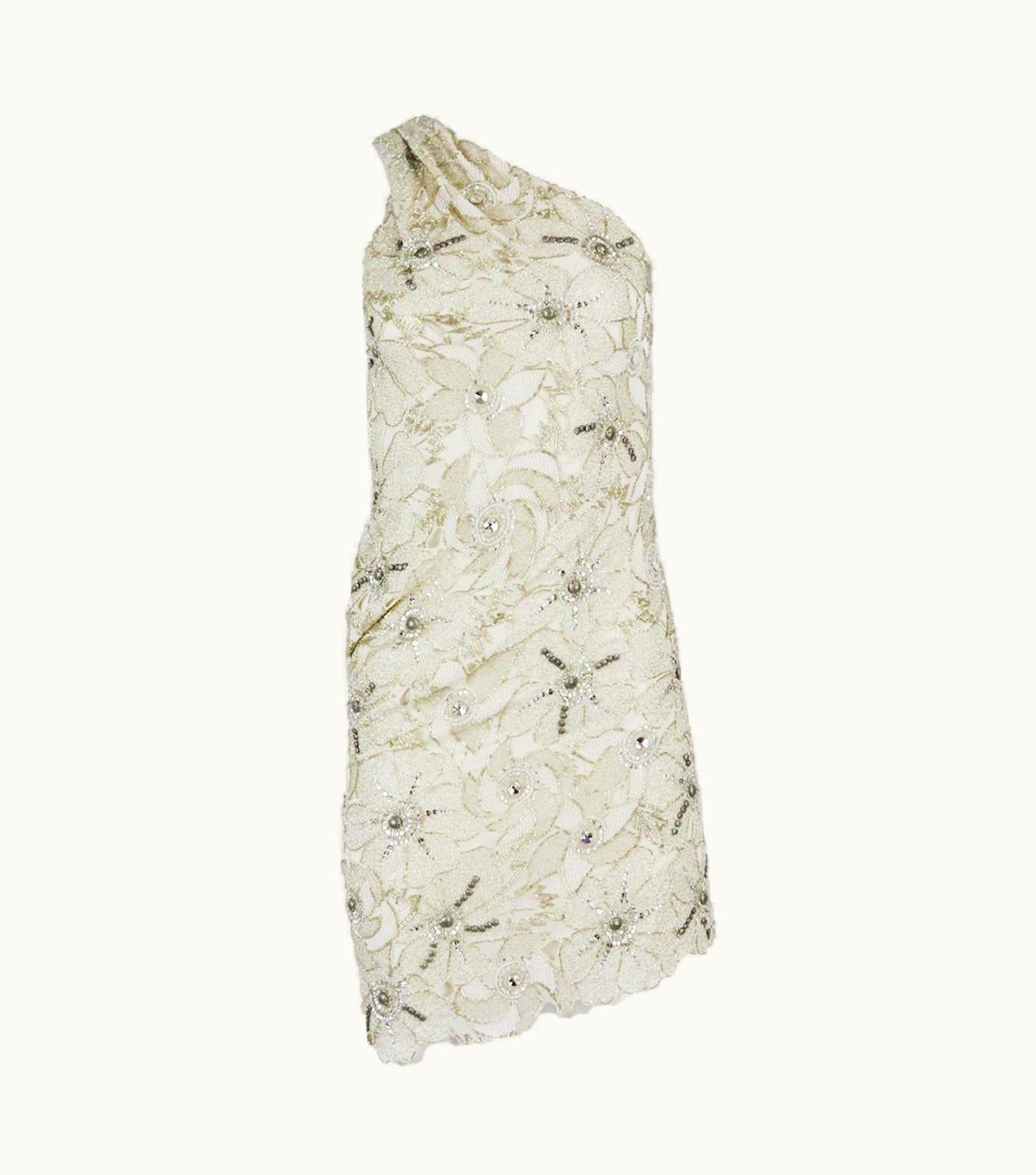 Roberto Cavalli Roberto Cavalli Belted One Shoulder Embellished Silk Mini Dress It 38 Uk