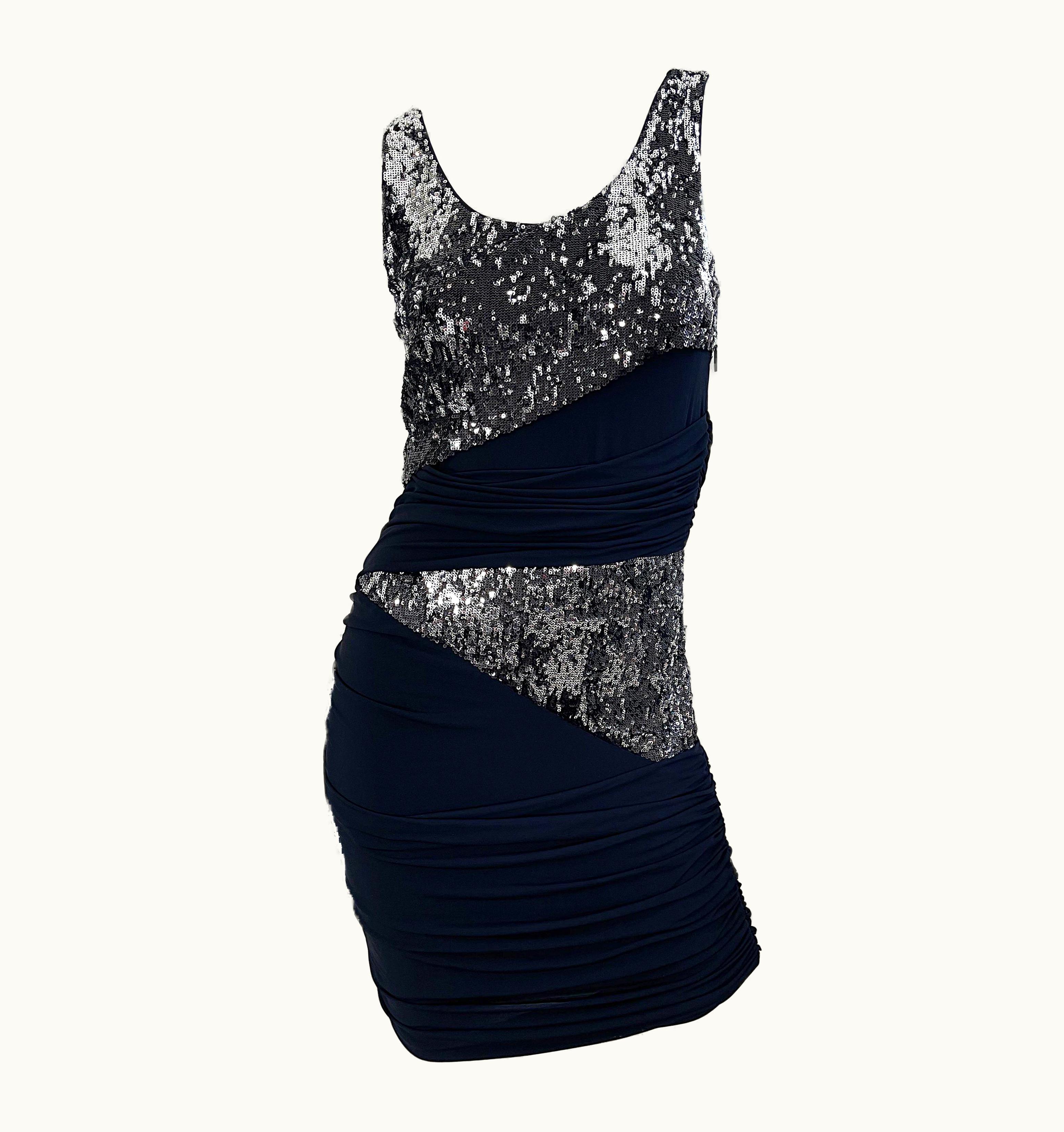 Roberto Cavalli Vintage Roberto Cavalli Black + Silver Sequin S/S