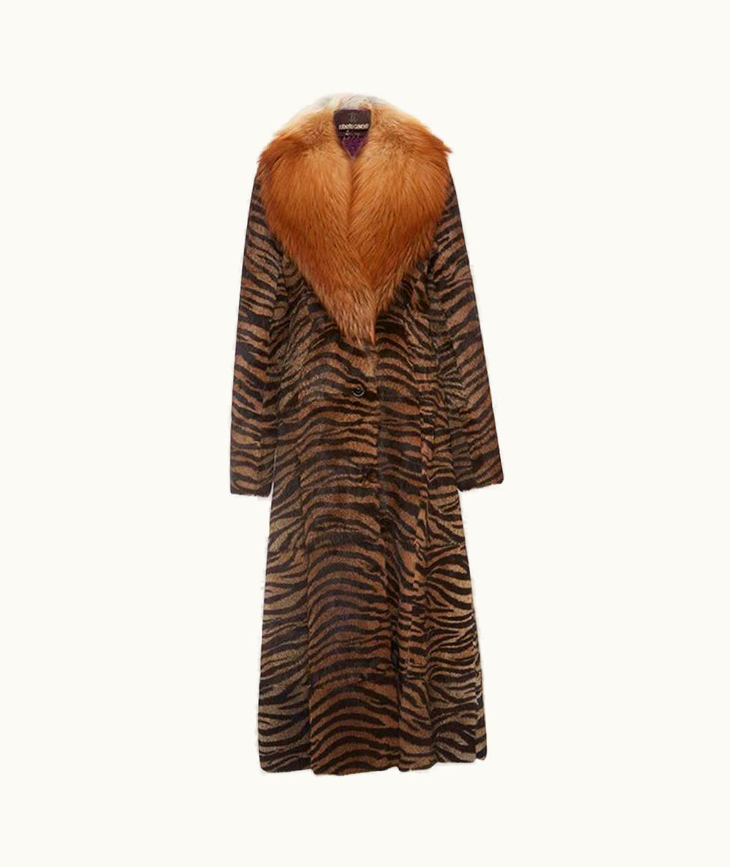Roberto Cavalli $16000 Roberto Cavalli Runway Arctic Fox Rabbit Tiger Print Long Coat It