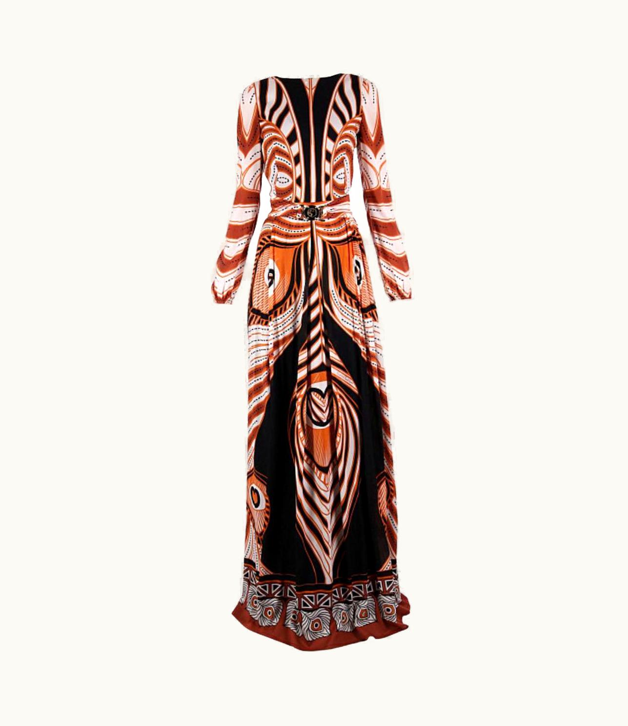 Roberto Cavalli Cavalli Class Silk Multicolor Long Dress Eu