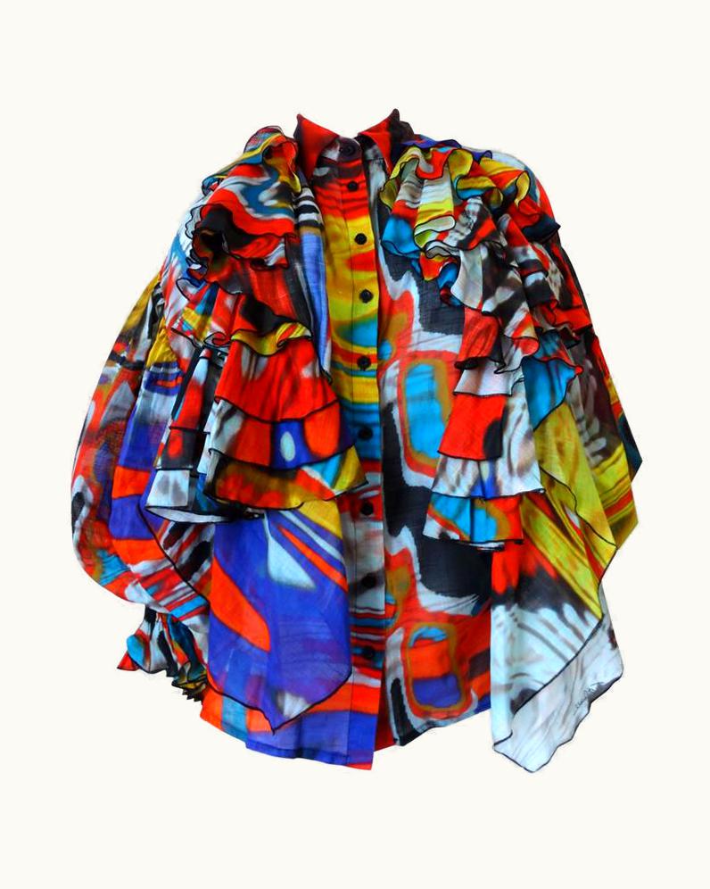 Roberto Cavalli Robert Cavalli Camicia Ruffle Top With Balloon Sleeves