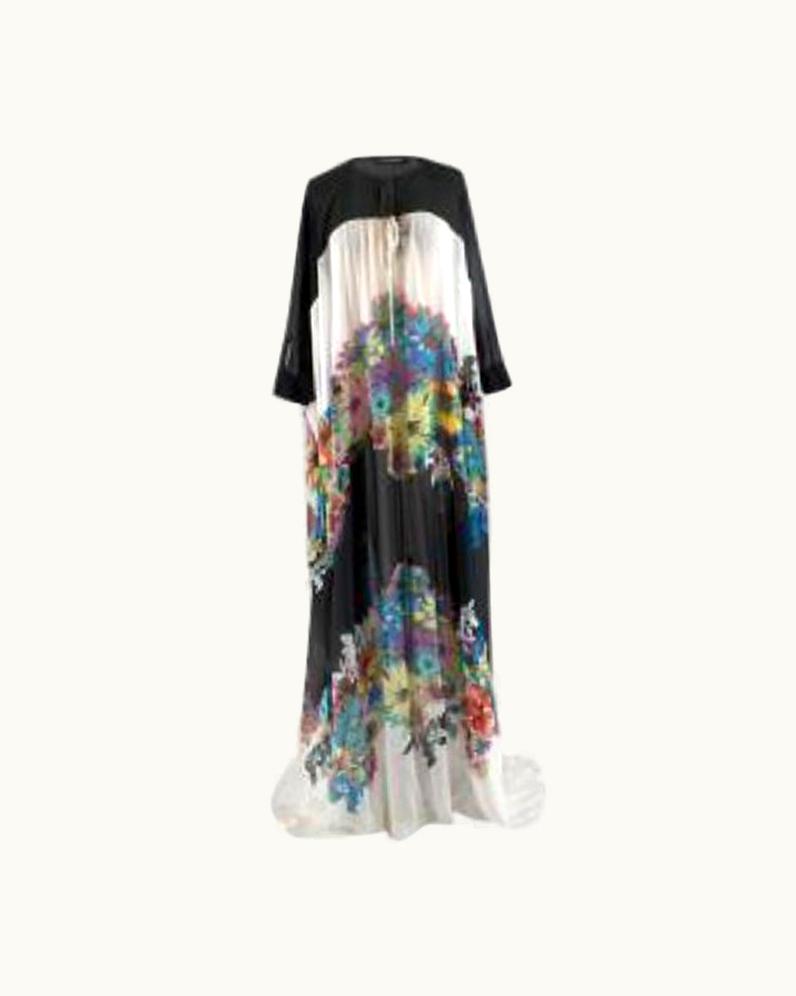 Roberto Cavalli Black/Multi Sheer Floral Kaftan