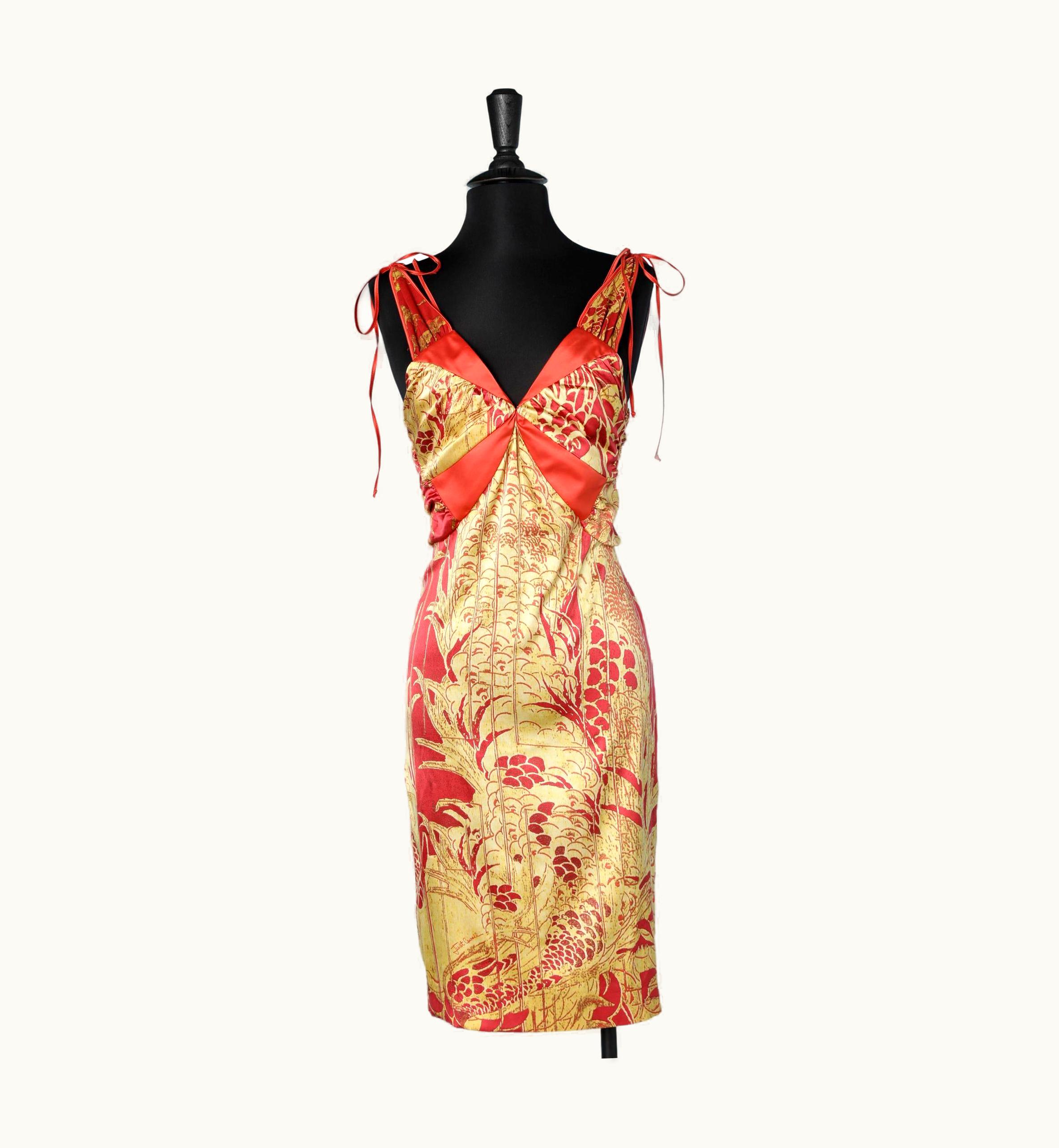 Roberto Cavalli Asian Printed Silk Dress Just Cavalli By Roberto Cavalli