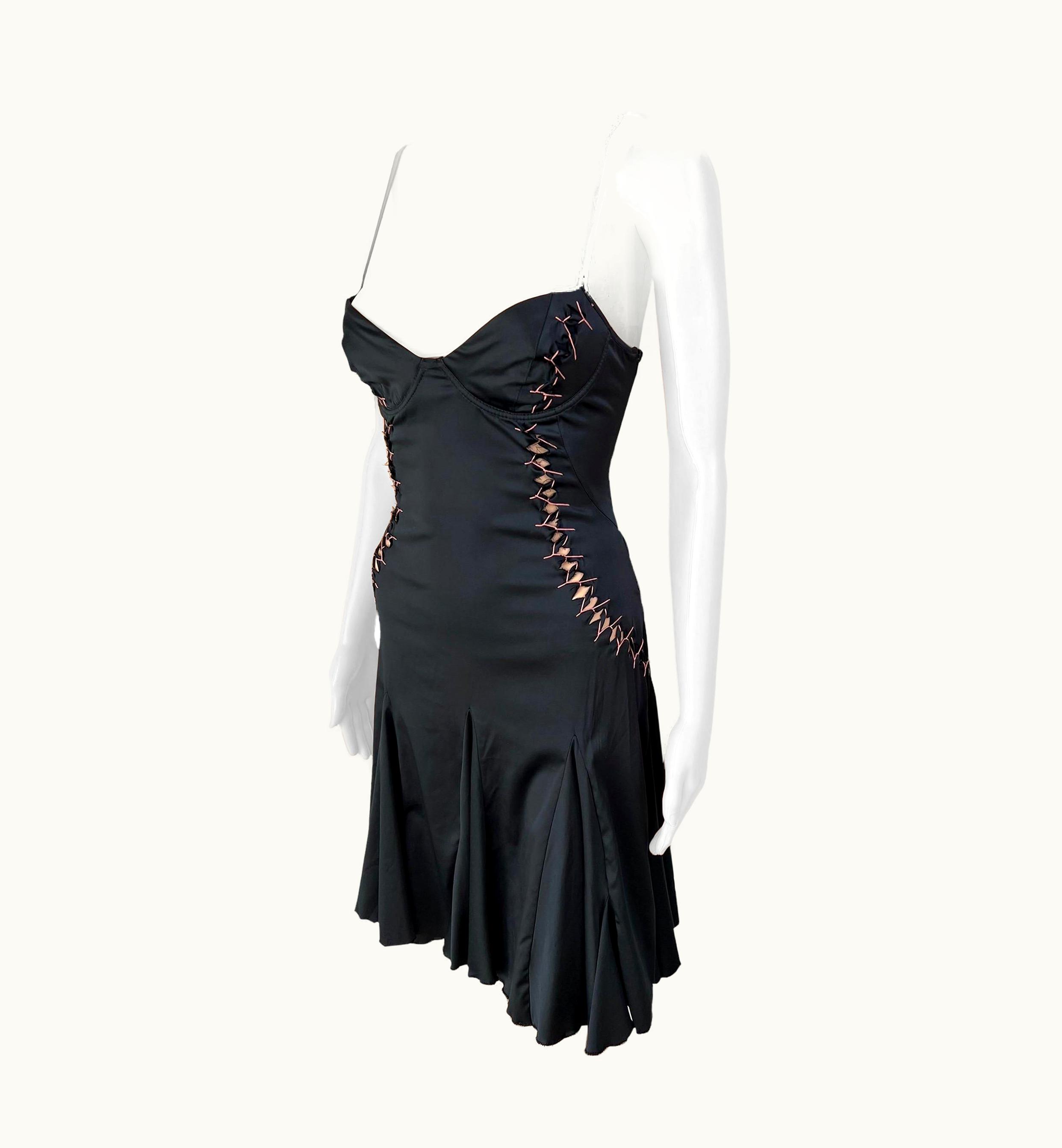 Roberto Cavalli Roberto Cavalli Just Cavalli Lace Up Cutout Bustier Black Mini Dress