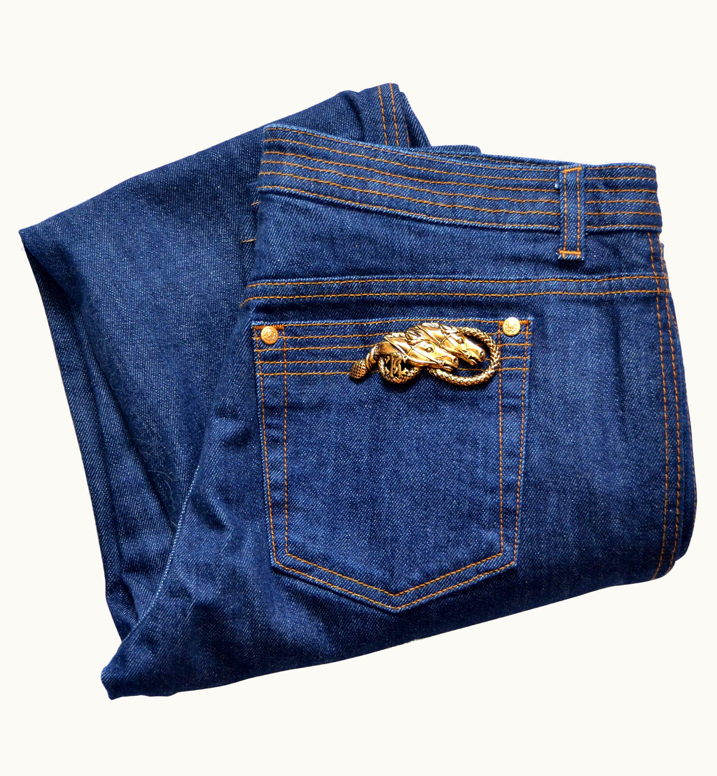 Roberto Cavalli Roberto Cavalli Neiman Marcus Denim Jeans With Horse Embellishment
