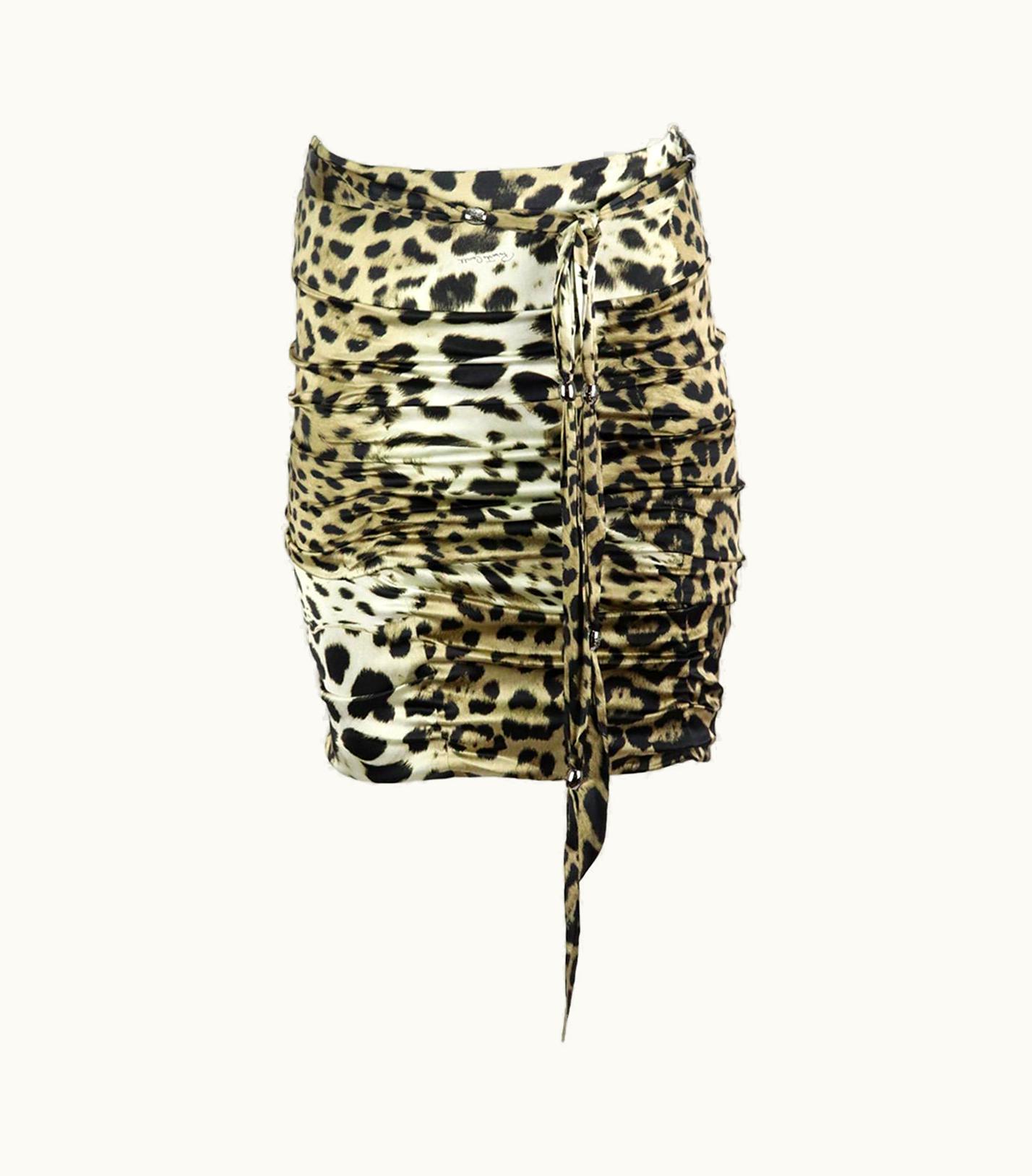 Roberto Cavalli Roberto Cavalli Ruched Leopard Print Satin Skirt It 40 Uk