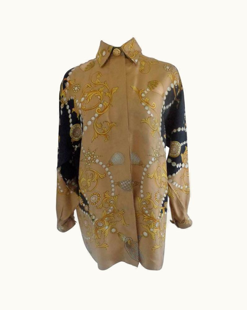 Roberto Cavalli Roberto Cavalli Gold Multicolour Silk Shirt