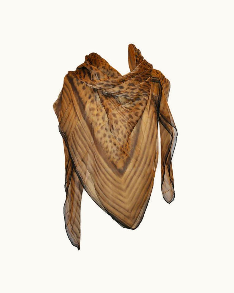 Roberto Cavalli Roberto Cavalli Silk Chiffon Leopard-Print Huge Scarf
